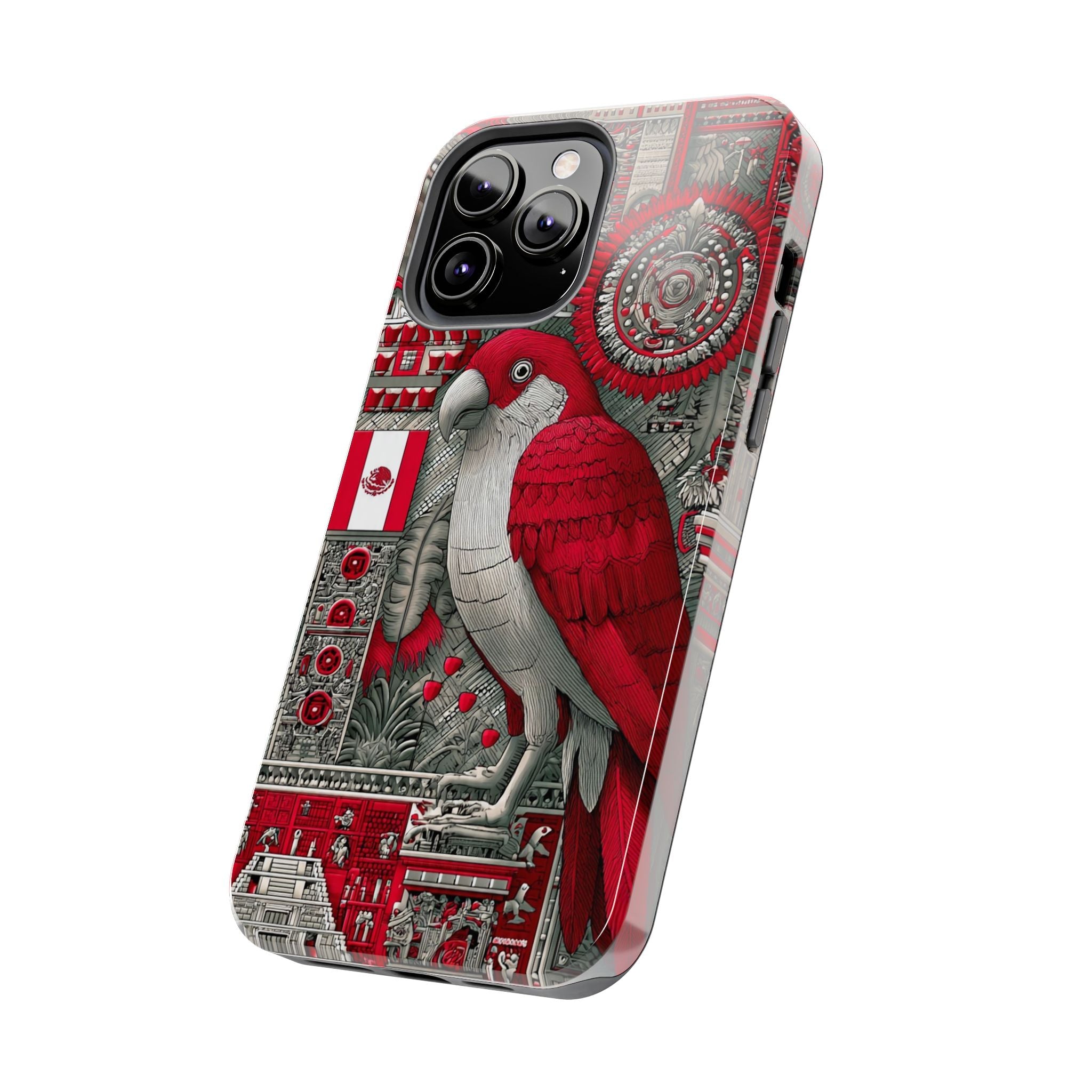Tough Phone Case — Red Parrot Graphic Impact-Resistant Phone Cover