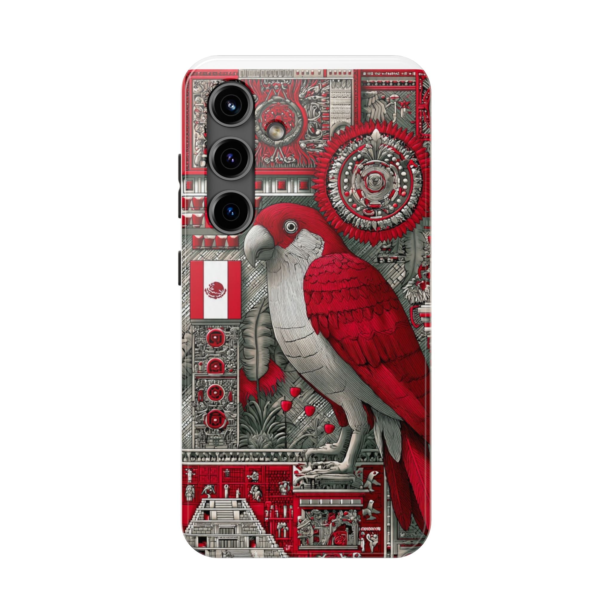 Tough Phone Case — Red Parrot Graphic Impact-Resistant Phone Cover