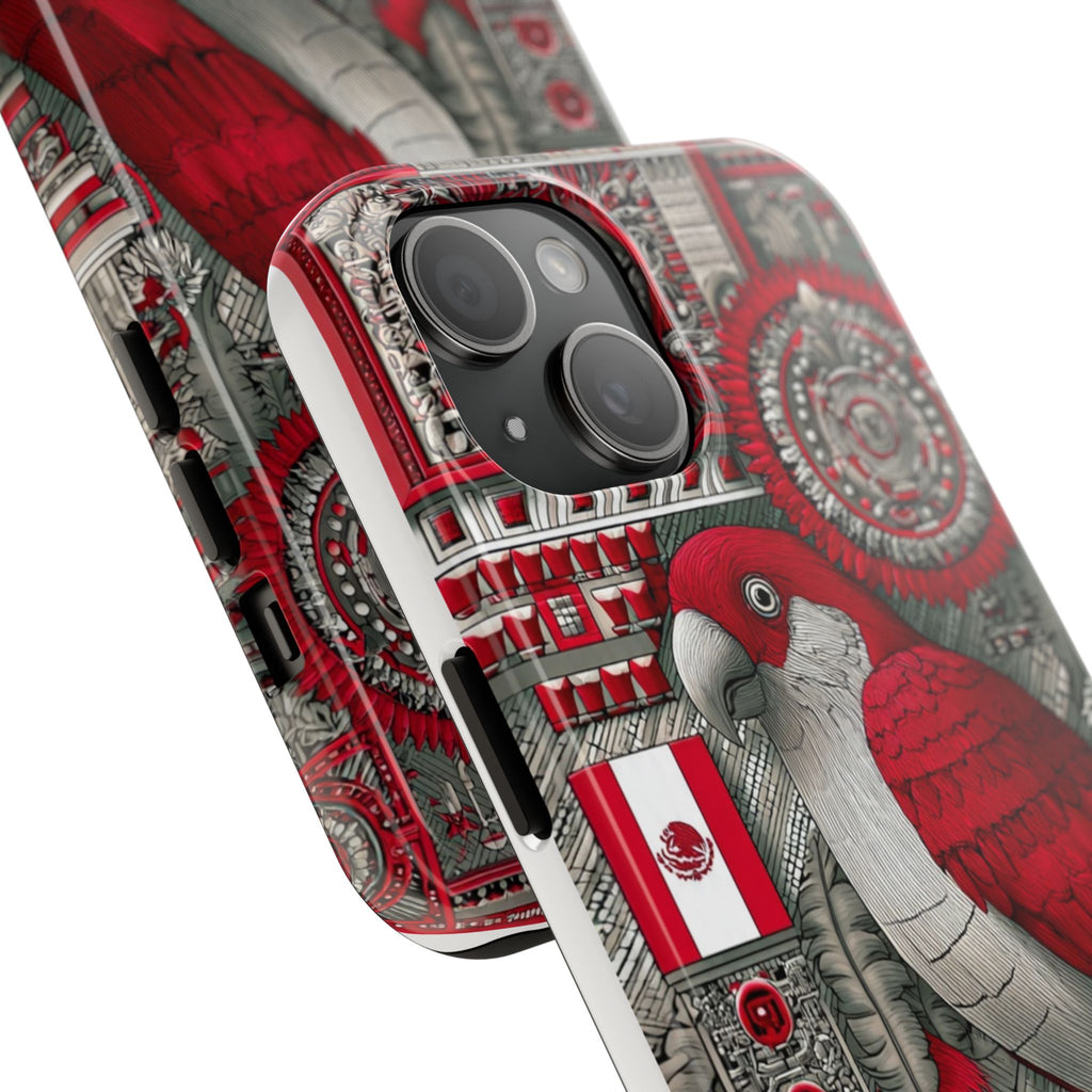 Tough Phone Case — Red Parrot Graphic Impact-Resistant Phone Cover