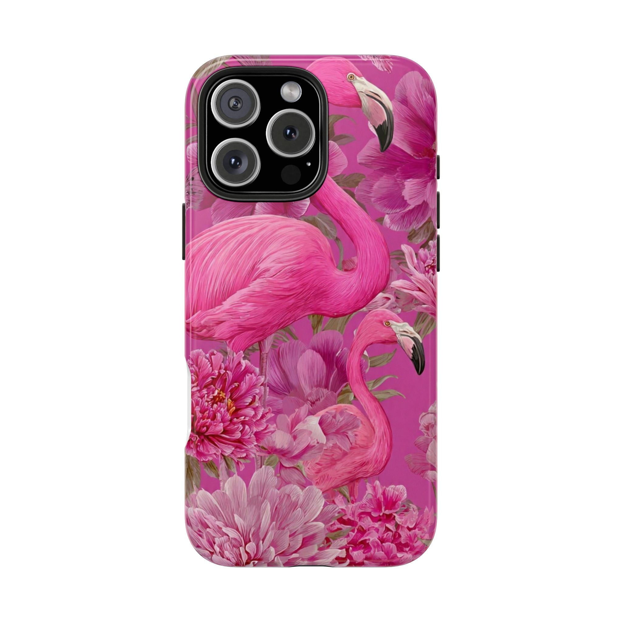 Pink Flamingo Floral Tough Phone Case — Protective iPhone Cover