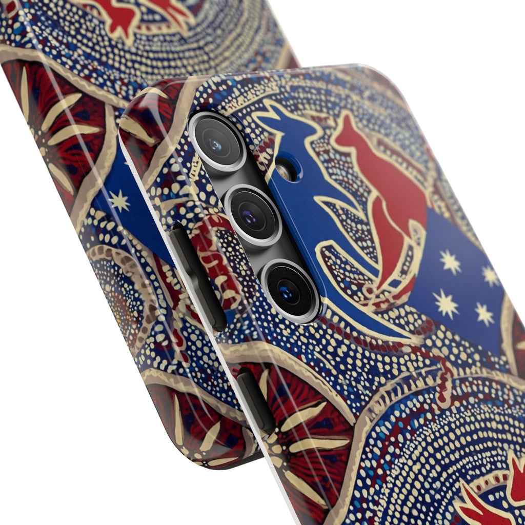 Australian Aboriginal Style Kangaroo Tough Phone Case — Patriotic Dot Art Phone Cover