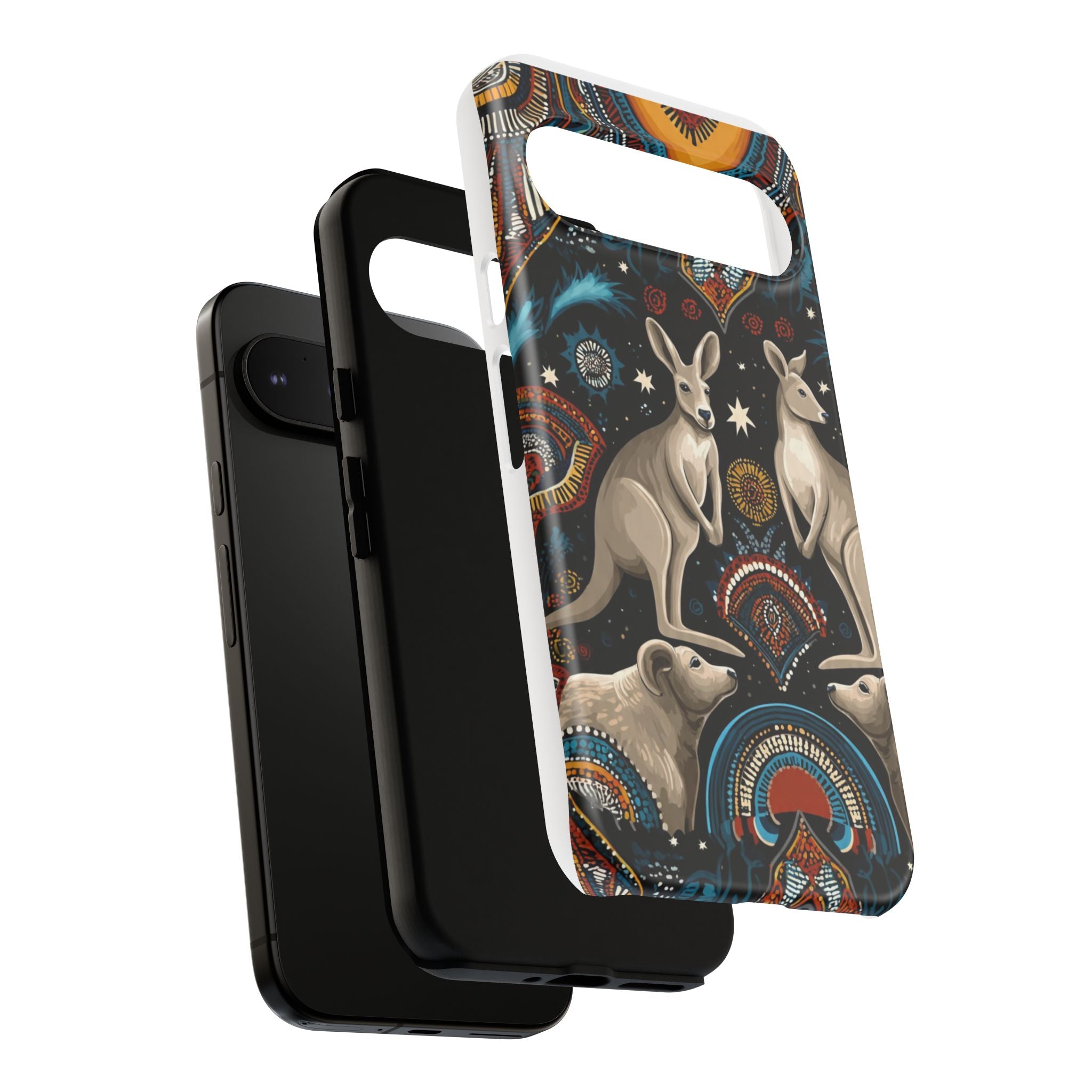 Kangaroo & Boomerang Tough Phone Case — Australian Wildlife Pattern
