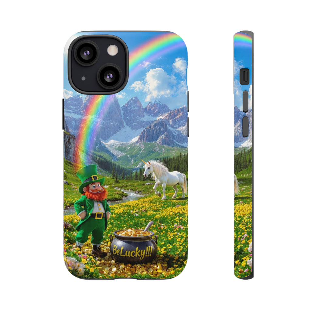Lucky Leprechaun & Unicorn Phone Case — Rainbow Pot of Gold Protective Cover