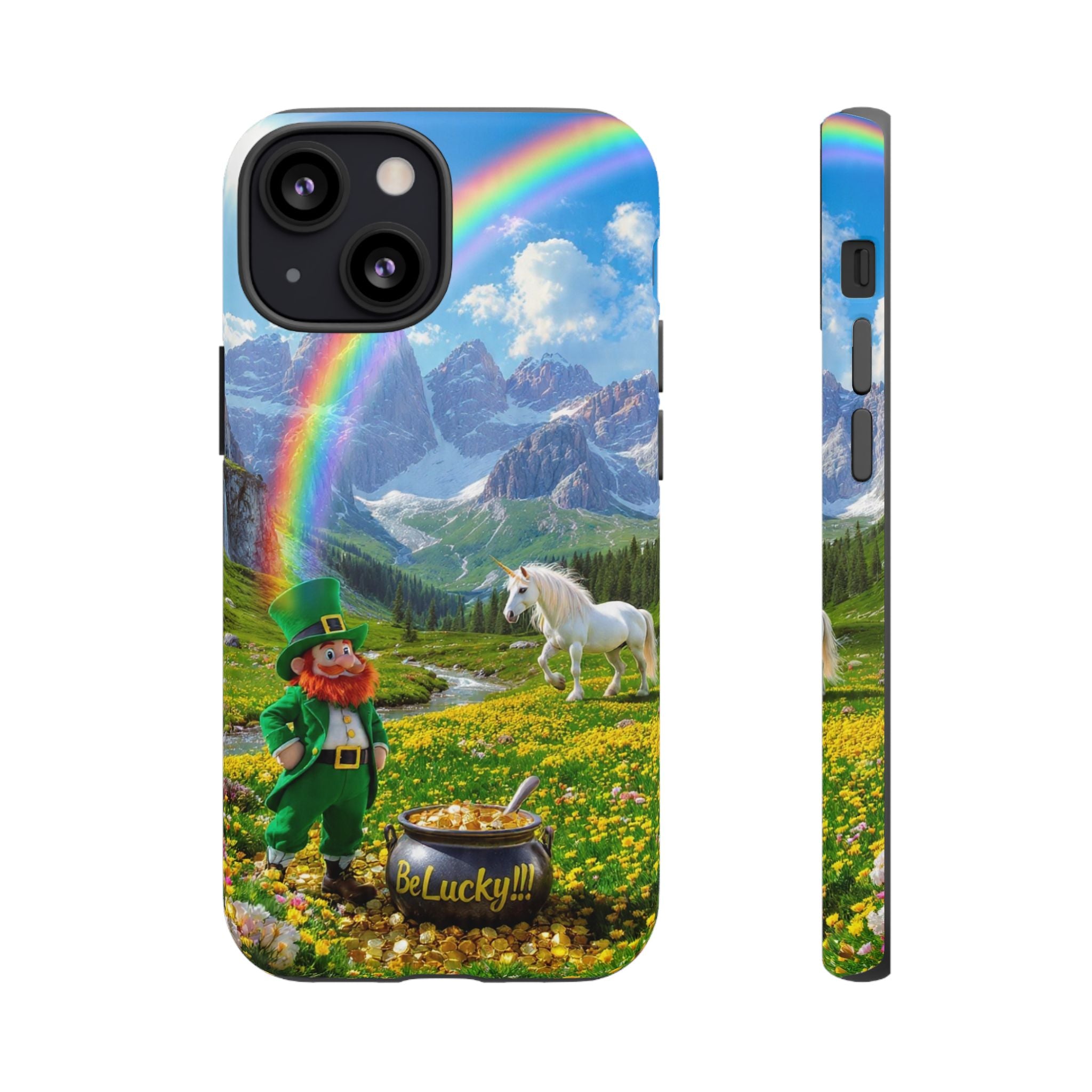 Lucky Leprechaun & Unicorn Phone Case — Rainbow Pot of Gold Protective Cover