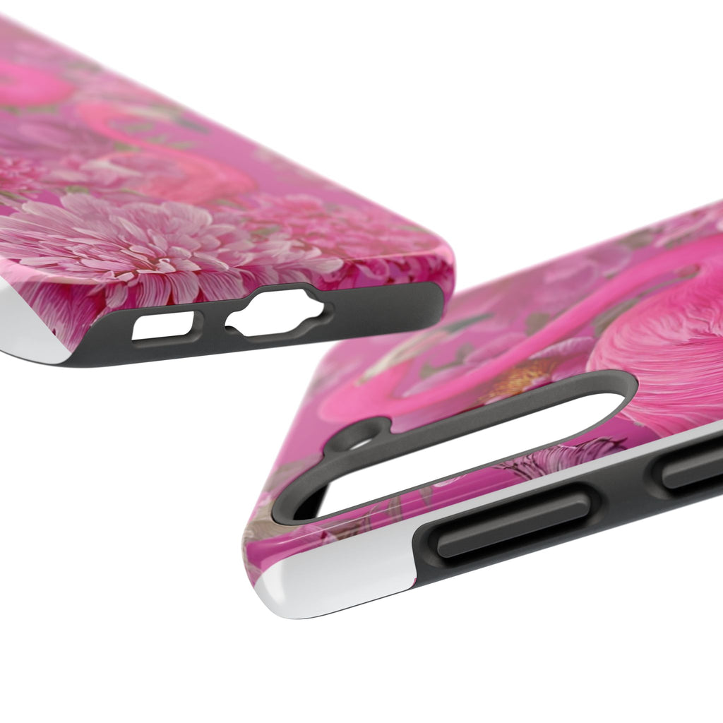Pink Flamingo Floral Tough Phone Case — Protective iPhone Cover