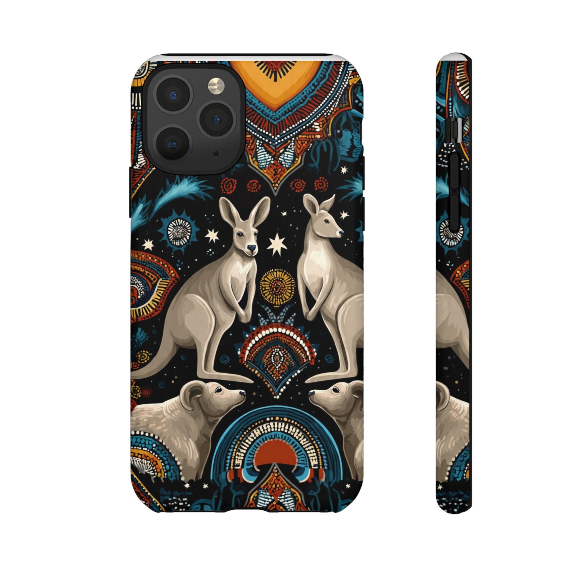 Kangaroo & Boomerang Tough Phone Case — Australian Wildlife Pattern