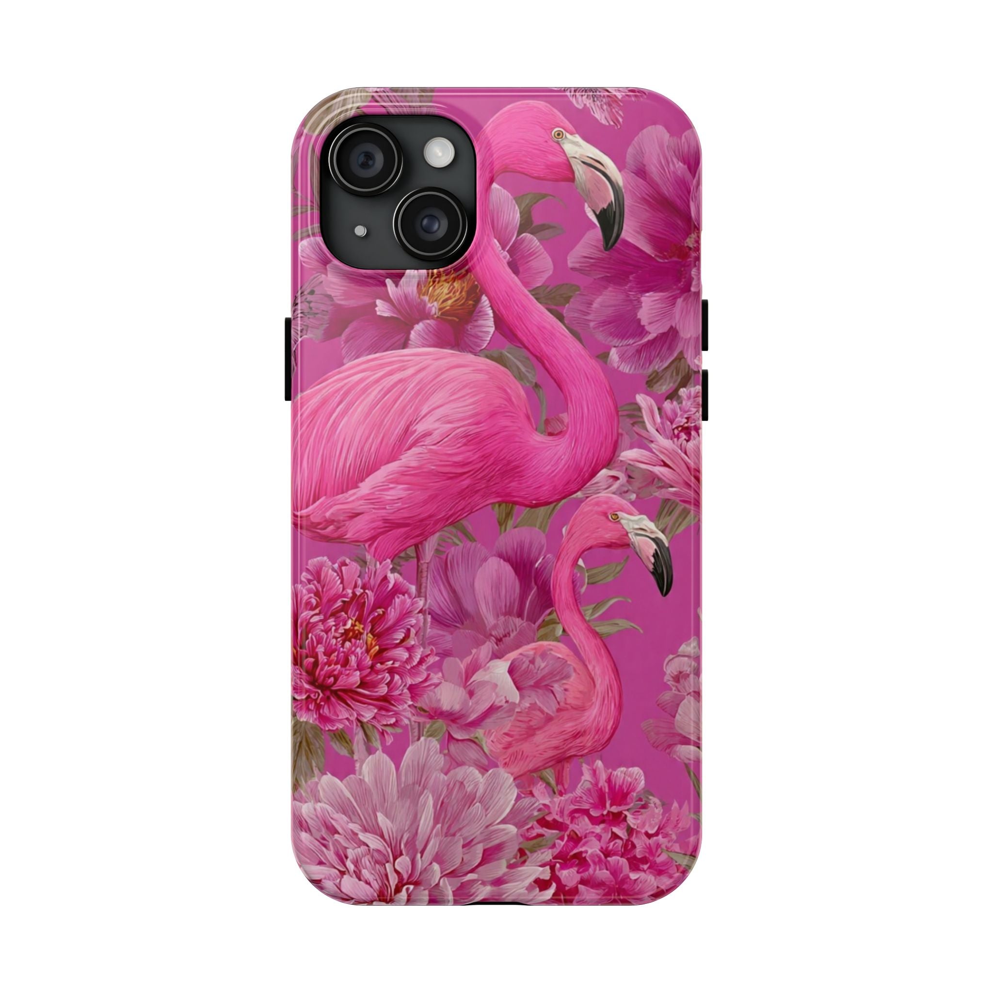 Pink Flamingo Floral Tough Phone Case — Protective iPhone Cover