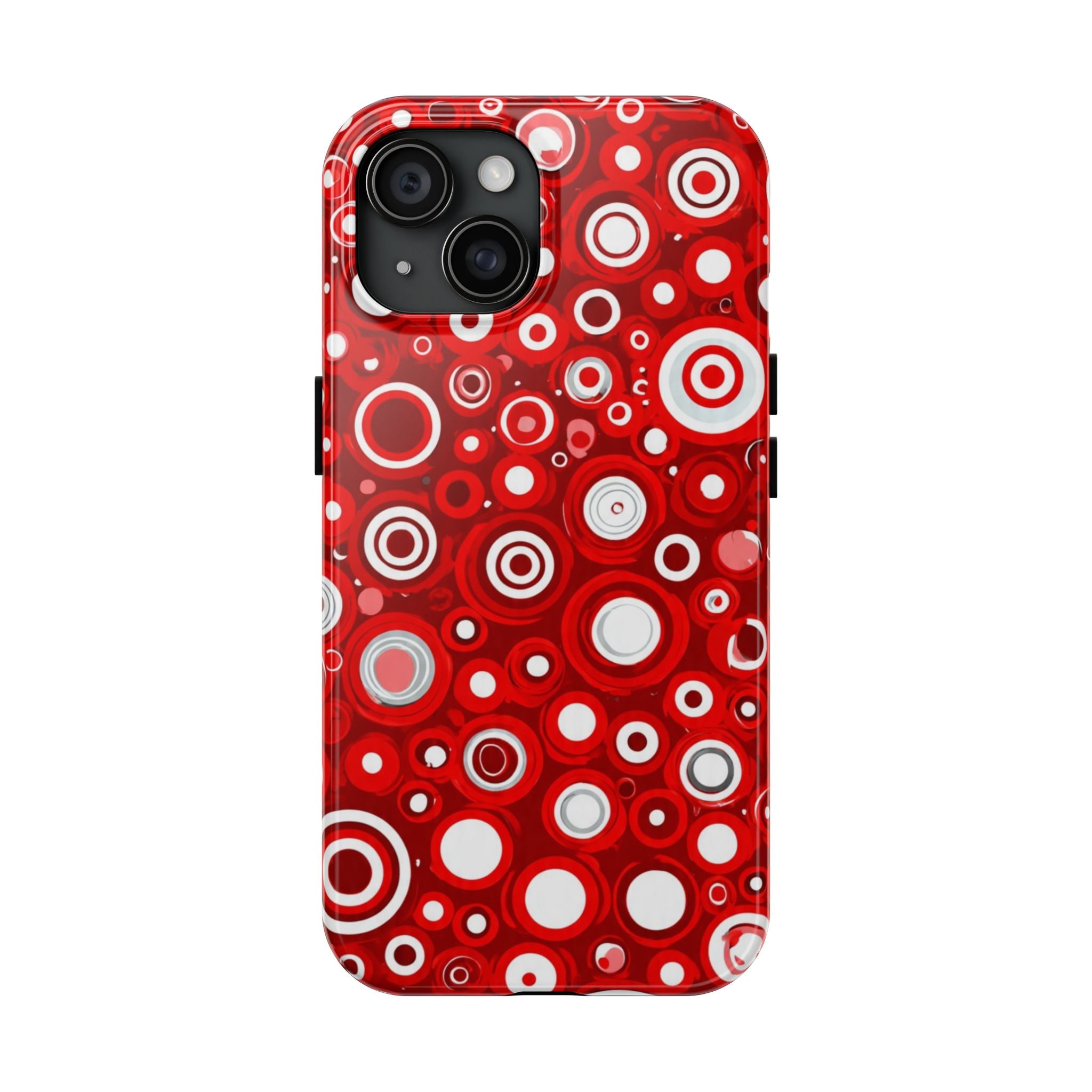 Red Retro Circles Tough Phone Case — Durable Shockproof Protective Cover
