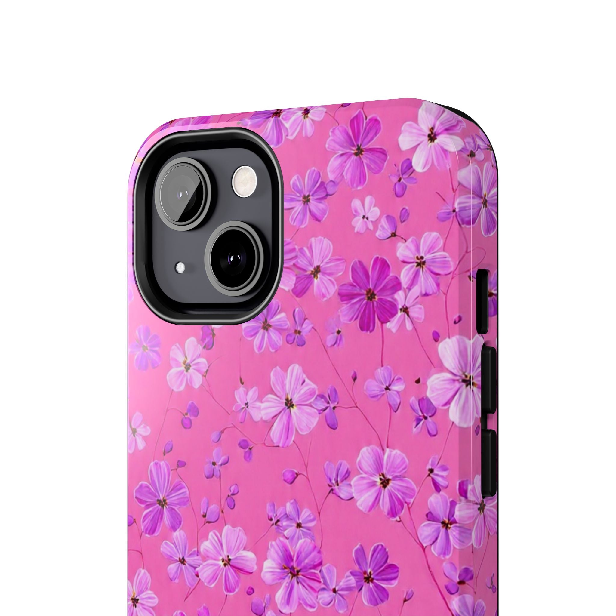Pink Floral Tough Phone Case — Cute Purple Blossom Protective Cover