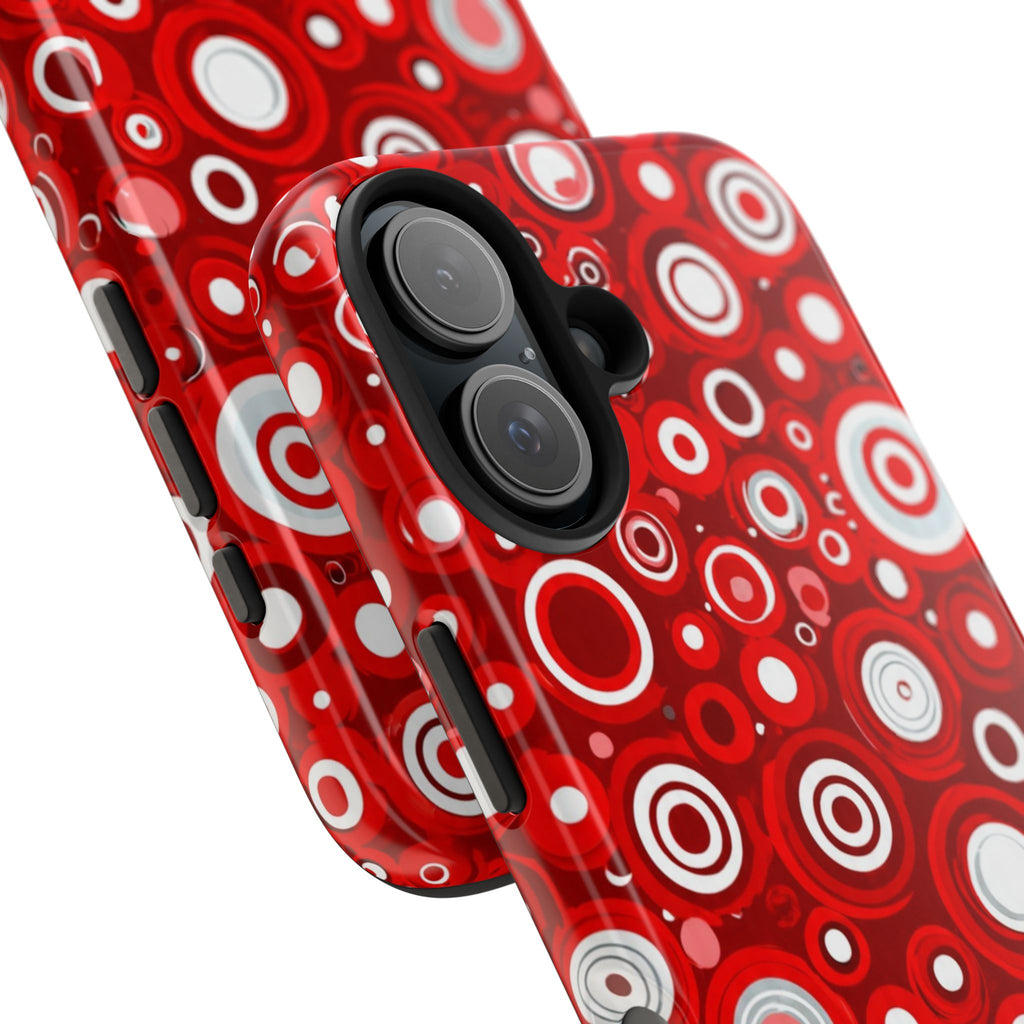 Red Retro Circles Tough Phone Case — Durable Shockproof Protective Cover