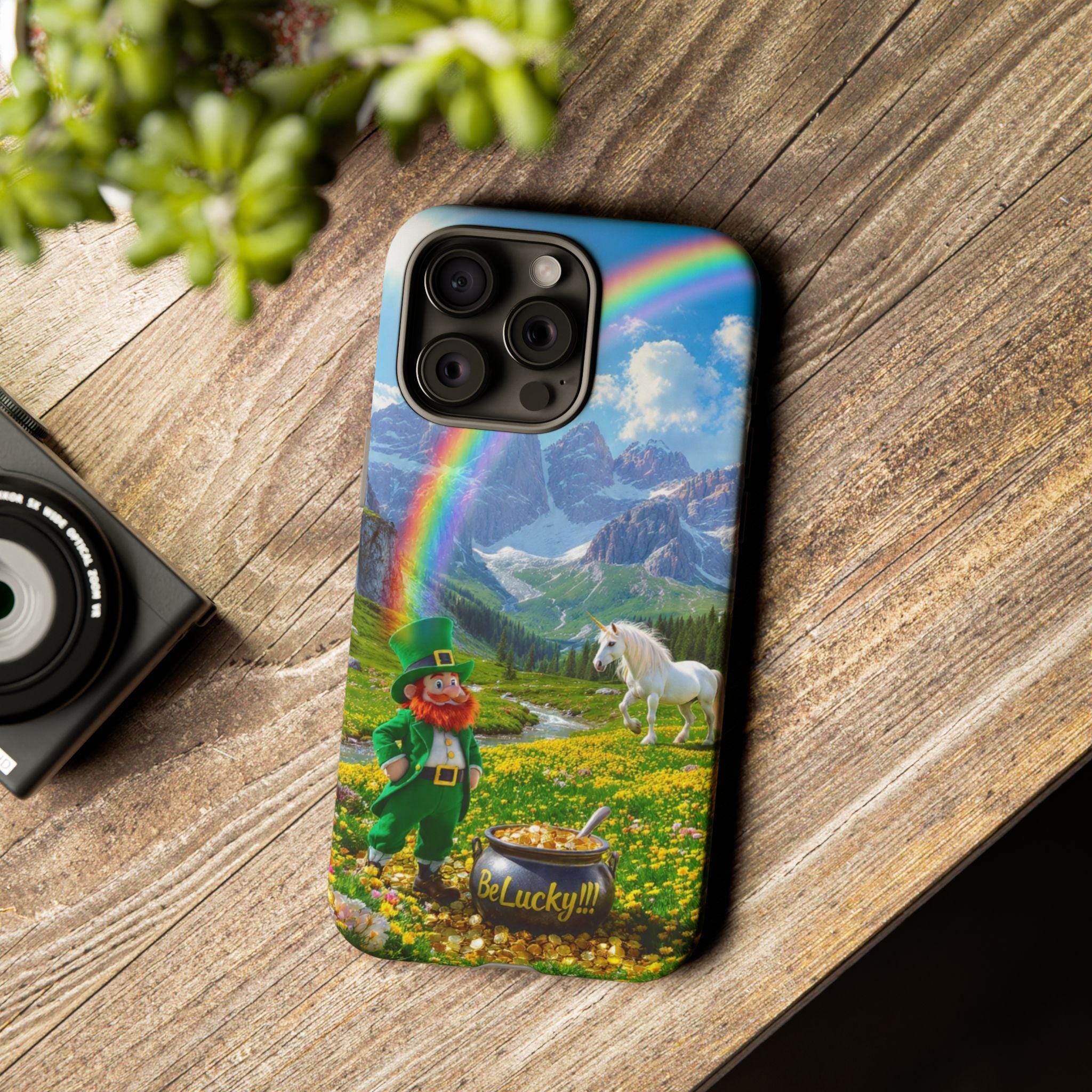 Lucky Leprechaun & Unicorn Phone Case — Rainbow Pot of Gold Protective Cover