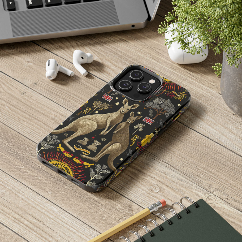 Australian Kangaroo Crest Tough Phone Case — Vintage Coat-of-Arms Design