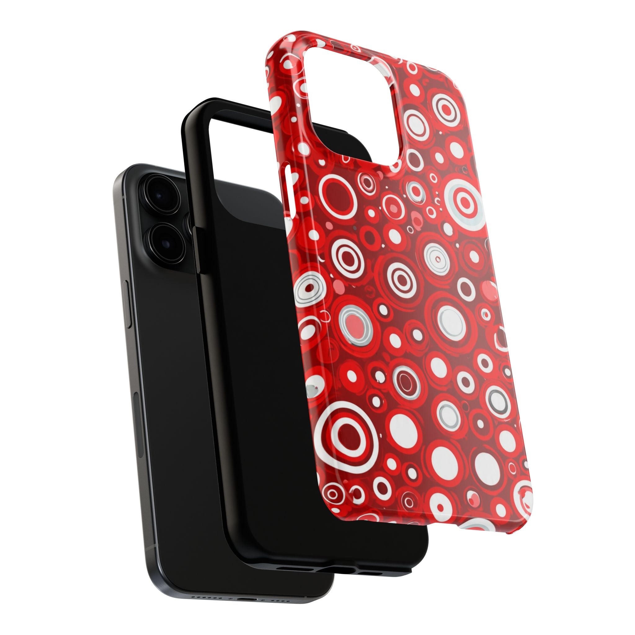 Red Retro Circles Tough Phone Case — Durable Shockproof Protective Cover