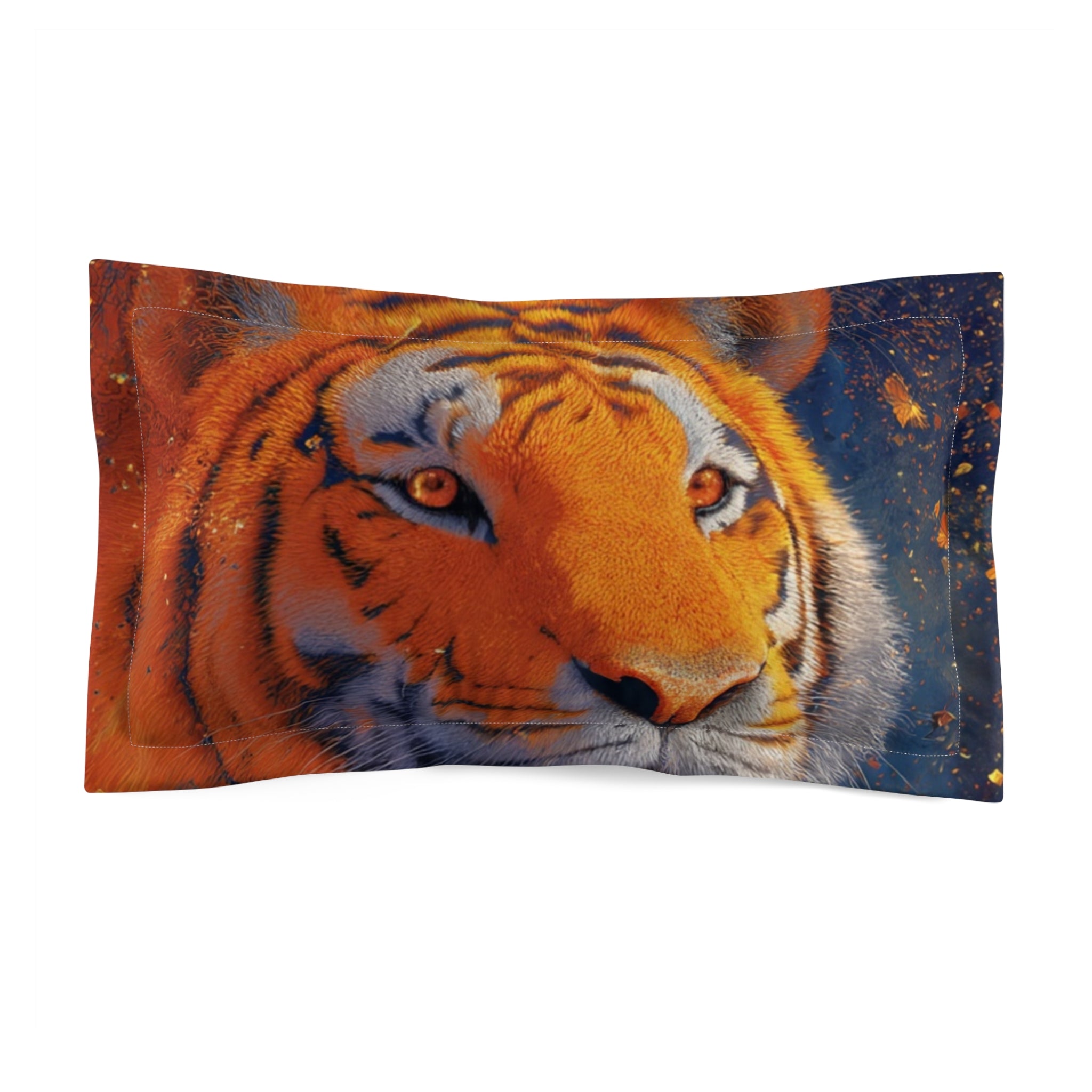 Tiger Portrait Pillow Sham – Vibrant Wildlife Decorative Pillowcase
