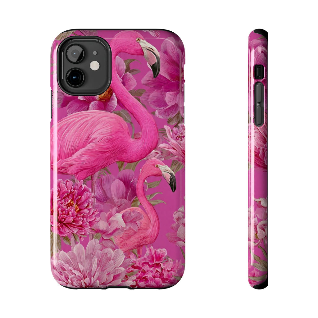 Pink Flamingo Floral Tough Phone Case — Protective iPhone Cover