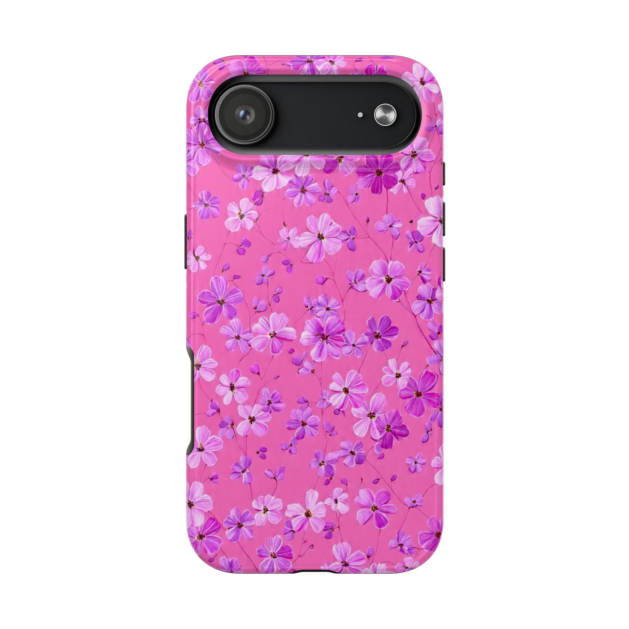 Pink Floral Tough Phone Case — Cute Purple Blossom Protective Cover