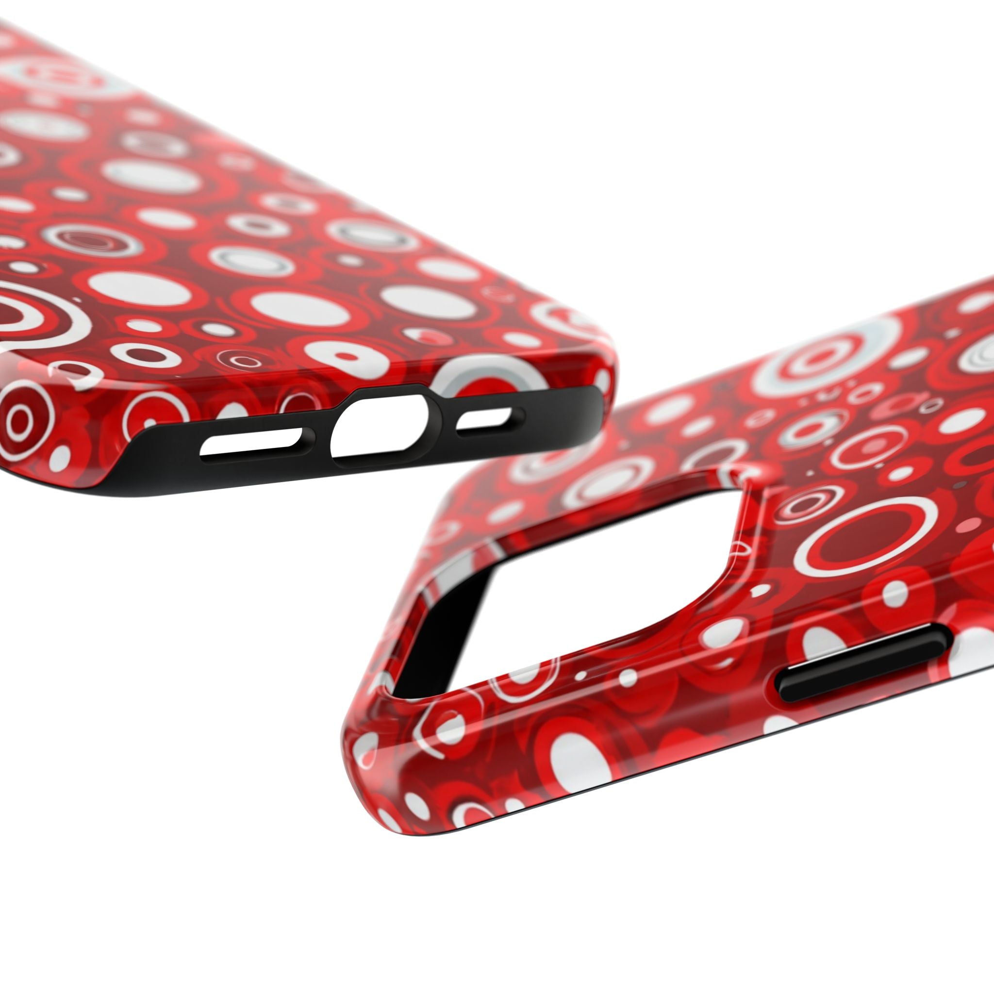 Red Retro Circles Tough Phone Case — Durable Shockproof Protective Cover