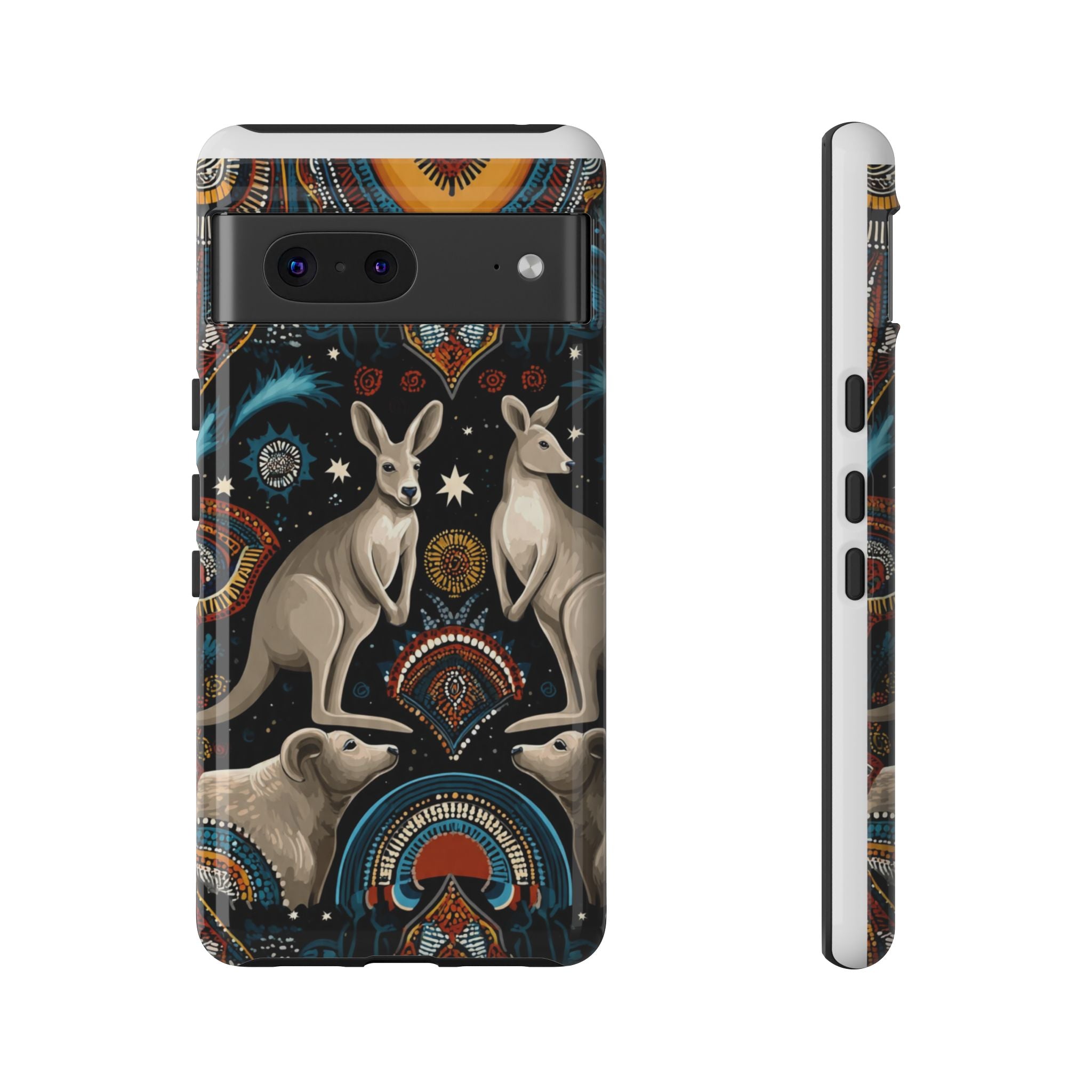 Kangaroo & Boomerang Tough Phone Case — Australian Wildlife Pattern