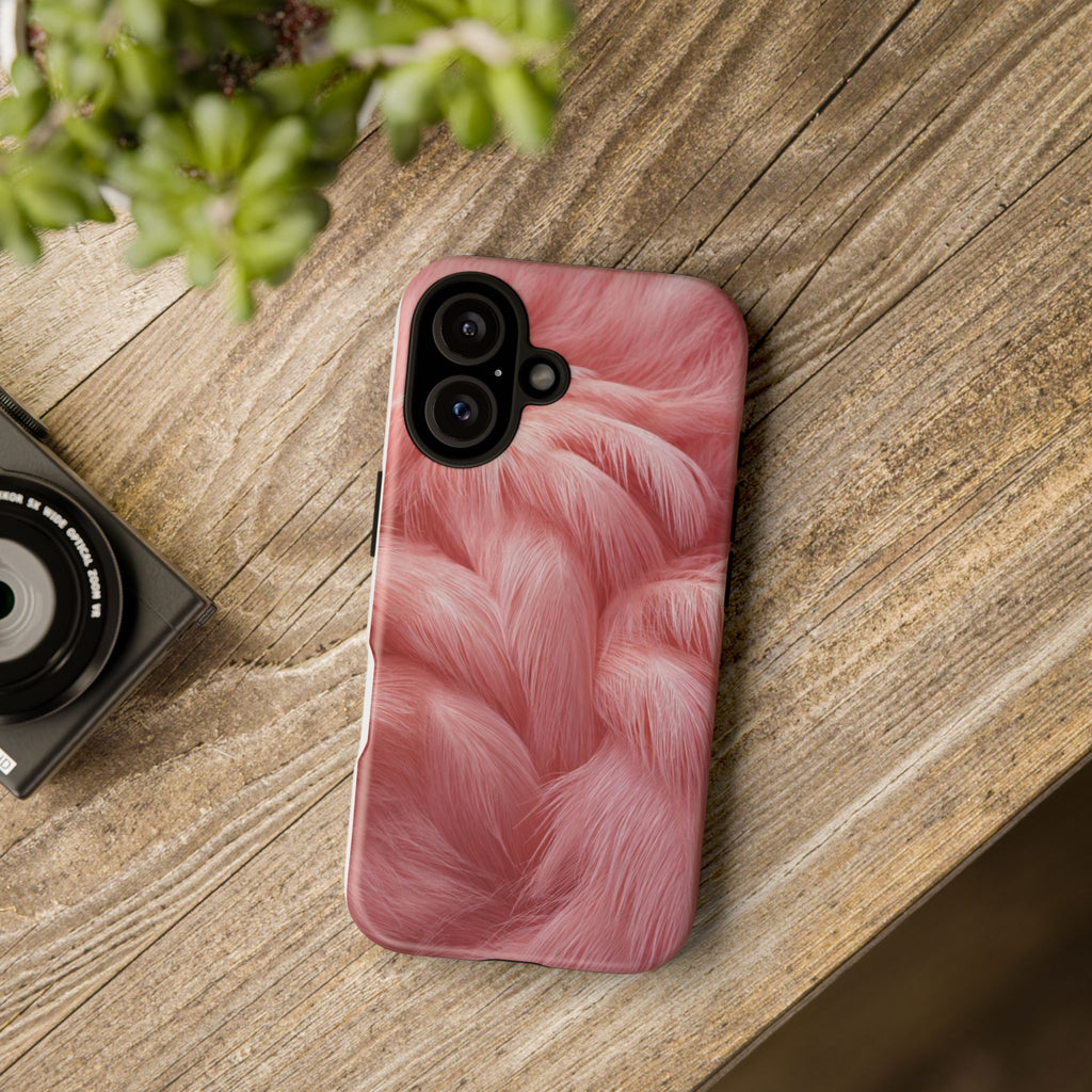 Phone Case — Pink Flamingo Fur Texture Tough Protective Case