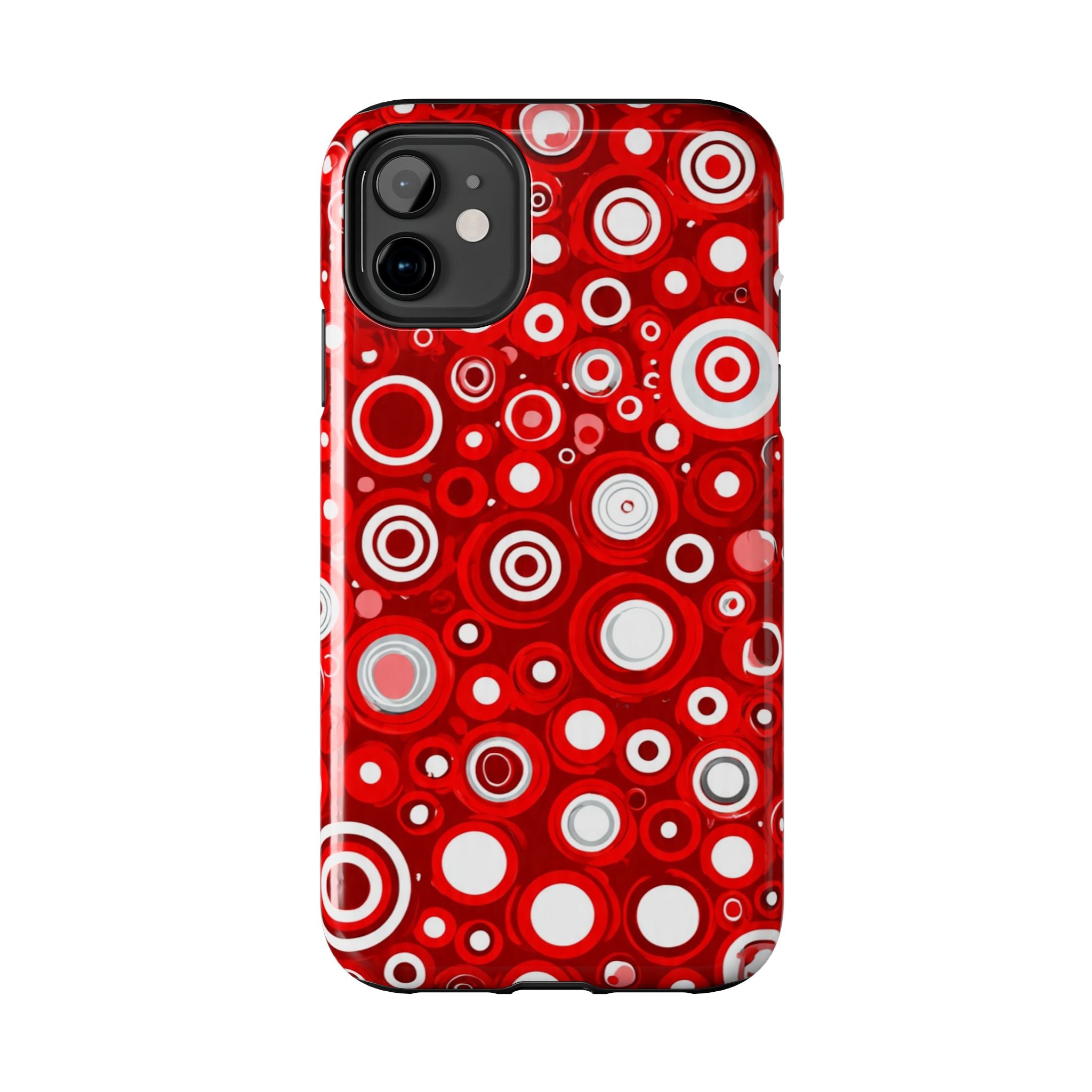 Red Retro Circles Tough Phone Case — Durable Shockproof Protective Cover