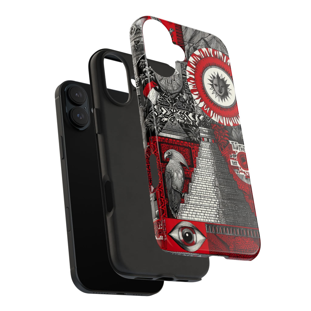 Tough Phone Case — Red Inca Pyramid Collage (Sun & Raven)