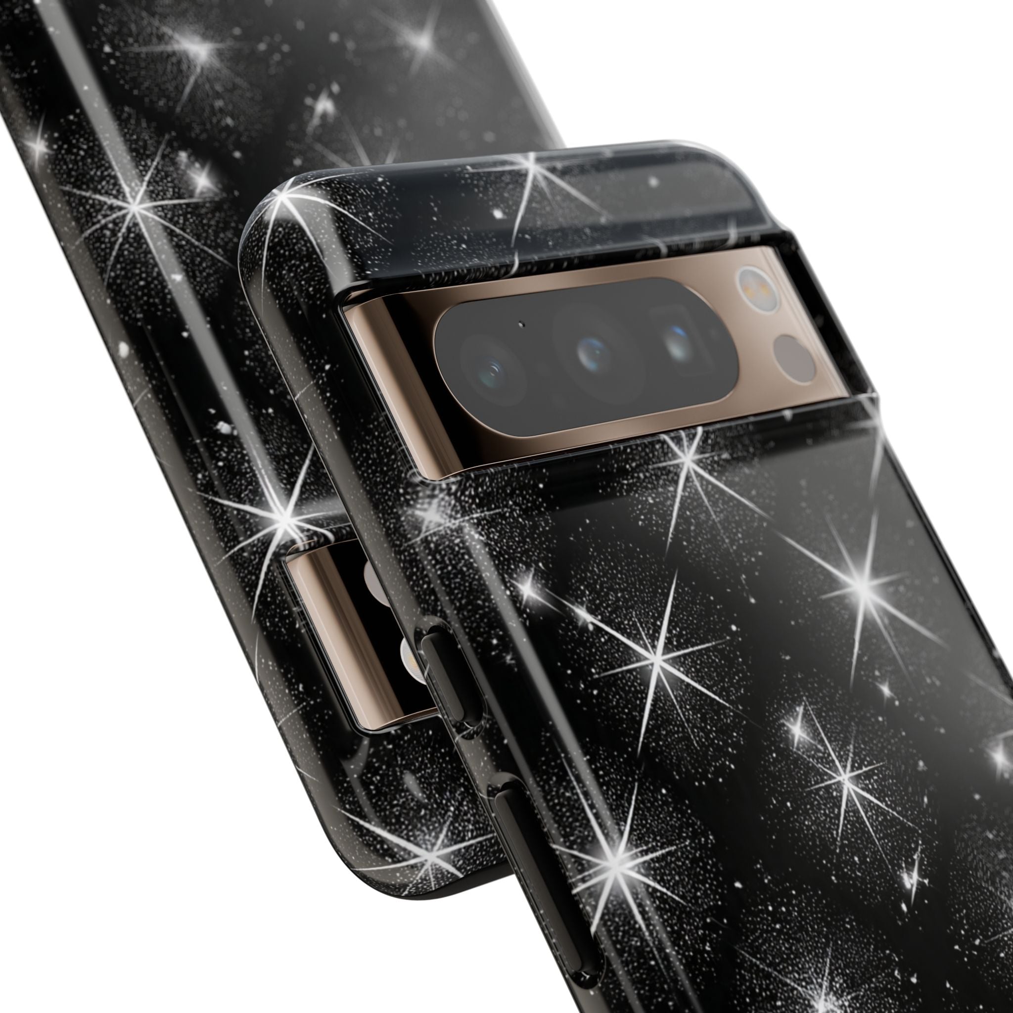 Galaxy Sparkle Tough Phone Case — Black Starfield Protective Cover