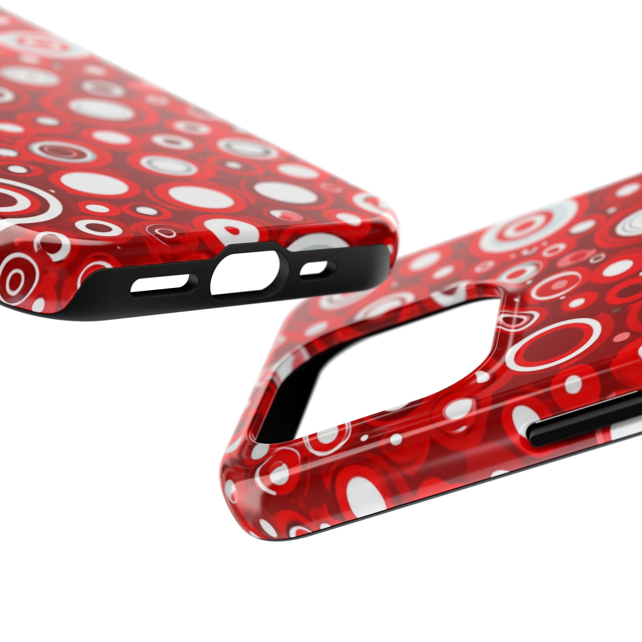 Red Retro Circles Tough Phone Case — Durable Shockproof Protective Cover