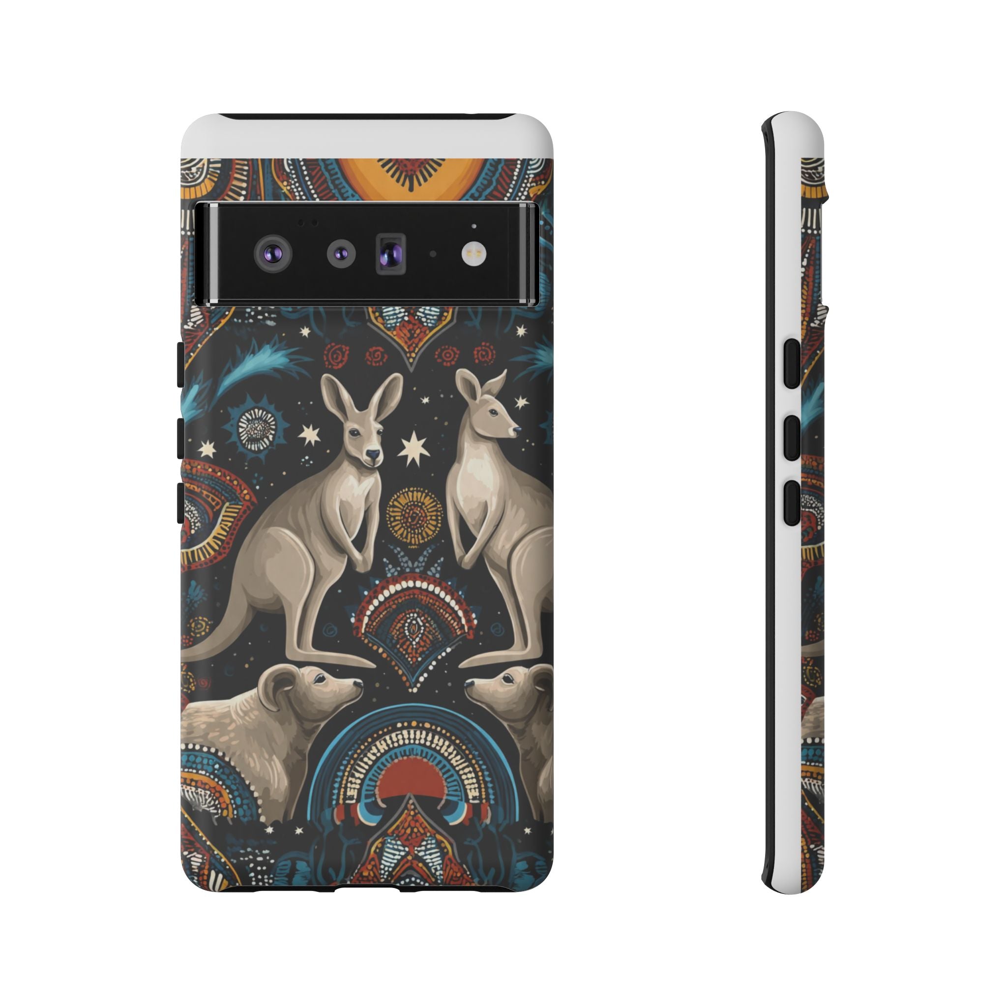 Kangaroo & Boomerang Tough Phone Case — Australian Wildlife Pattern