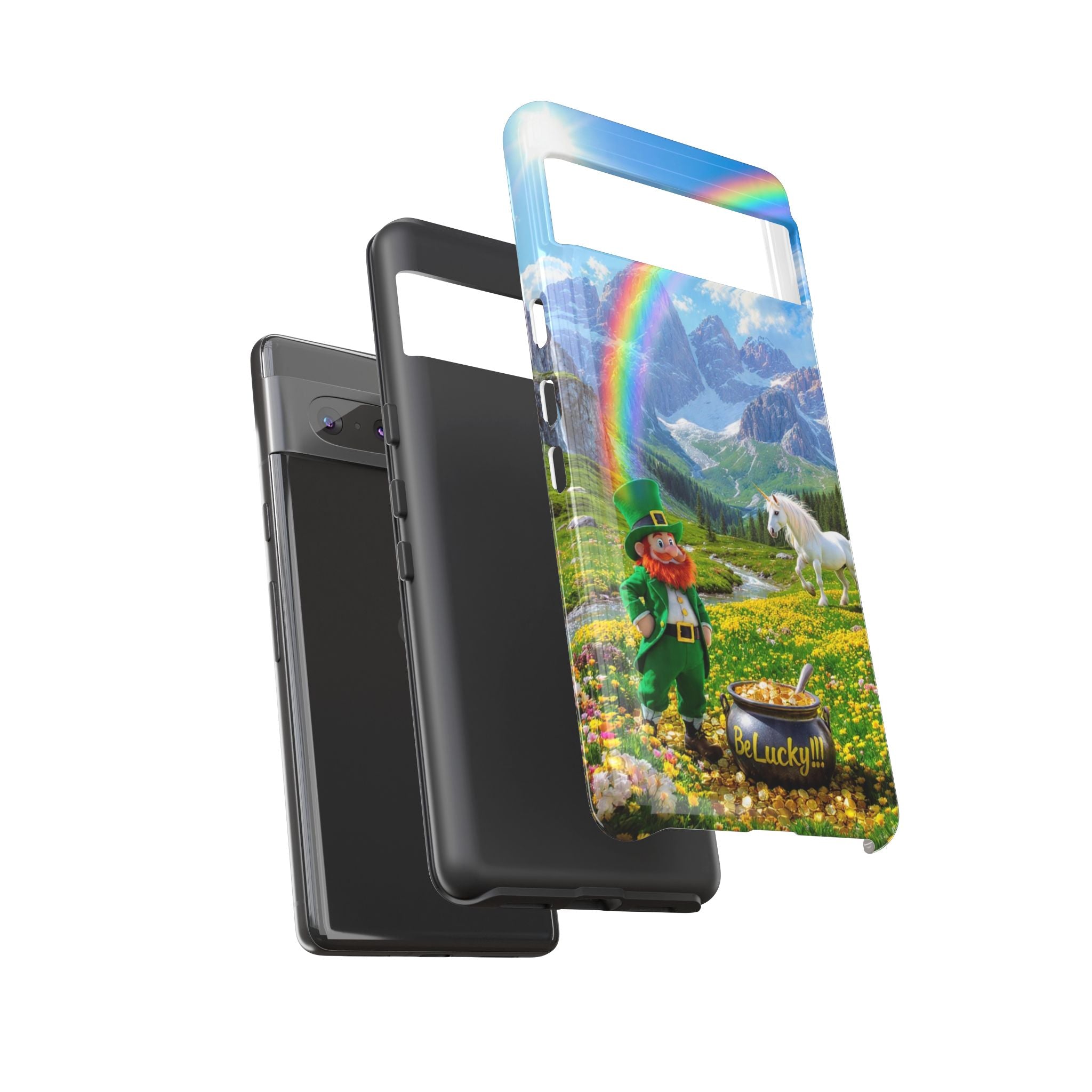 Lucky Leprechaun & Unicorn Phone Case — Rainbow Pot of Gold Protective Cover