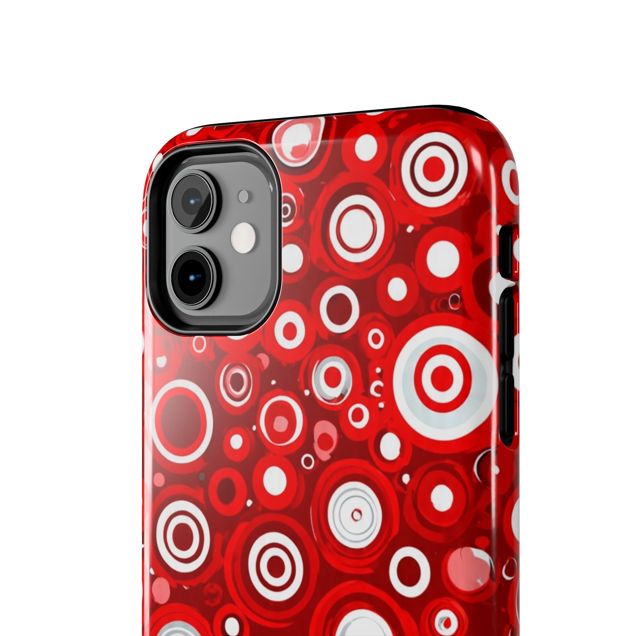 Red Retro Circles Tough Phone Case — Durable Shockproof Protective Cover