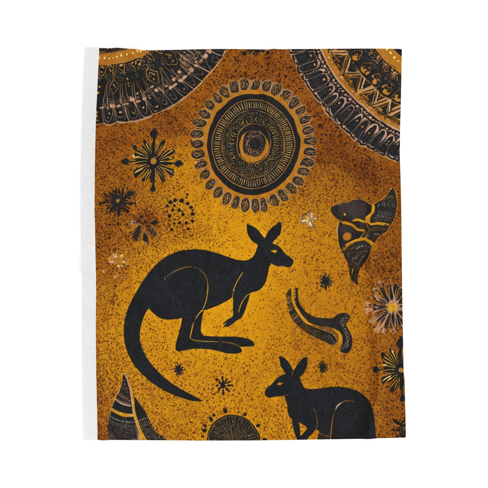 Bohemian Kangaroo Velveteen Plush Blanket — Warm Aussie-Inspired Throw