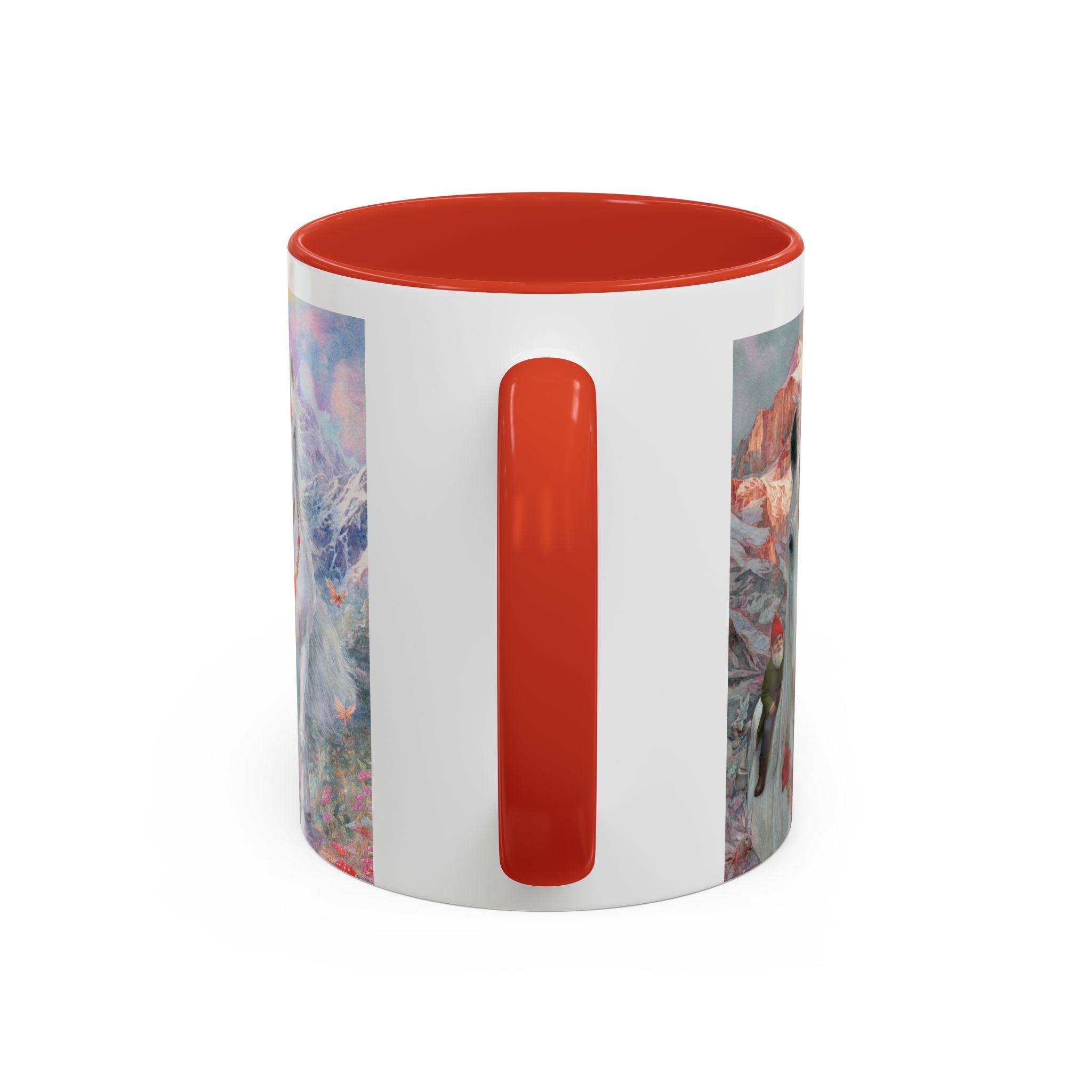 Unicorn Heart Rainbow Accent Coffee Mug — Magical White Unicorn with Heart Garland (11/15oz)