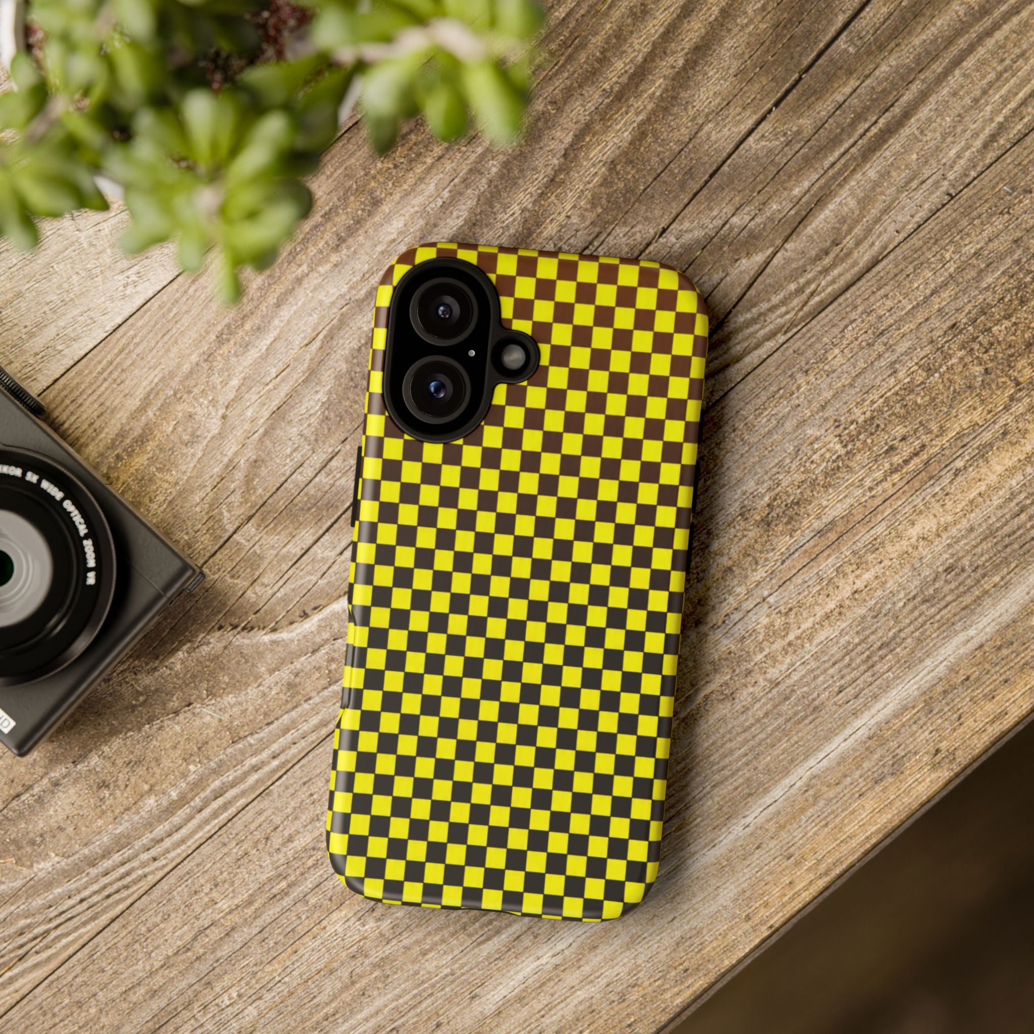 Phone Case - Yellow Black Checkerboard Tough Protective Cover