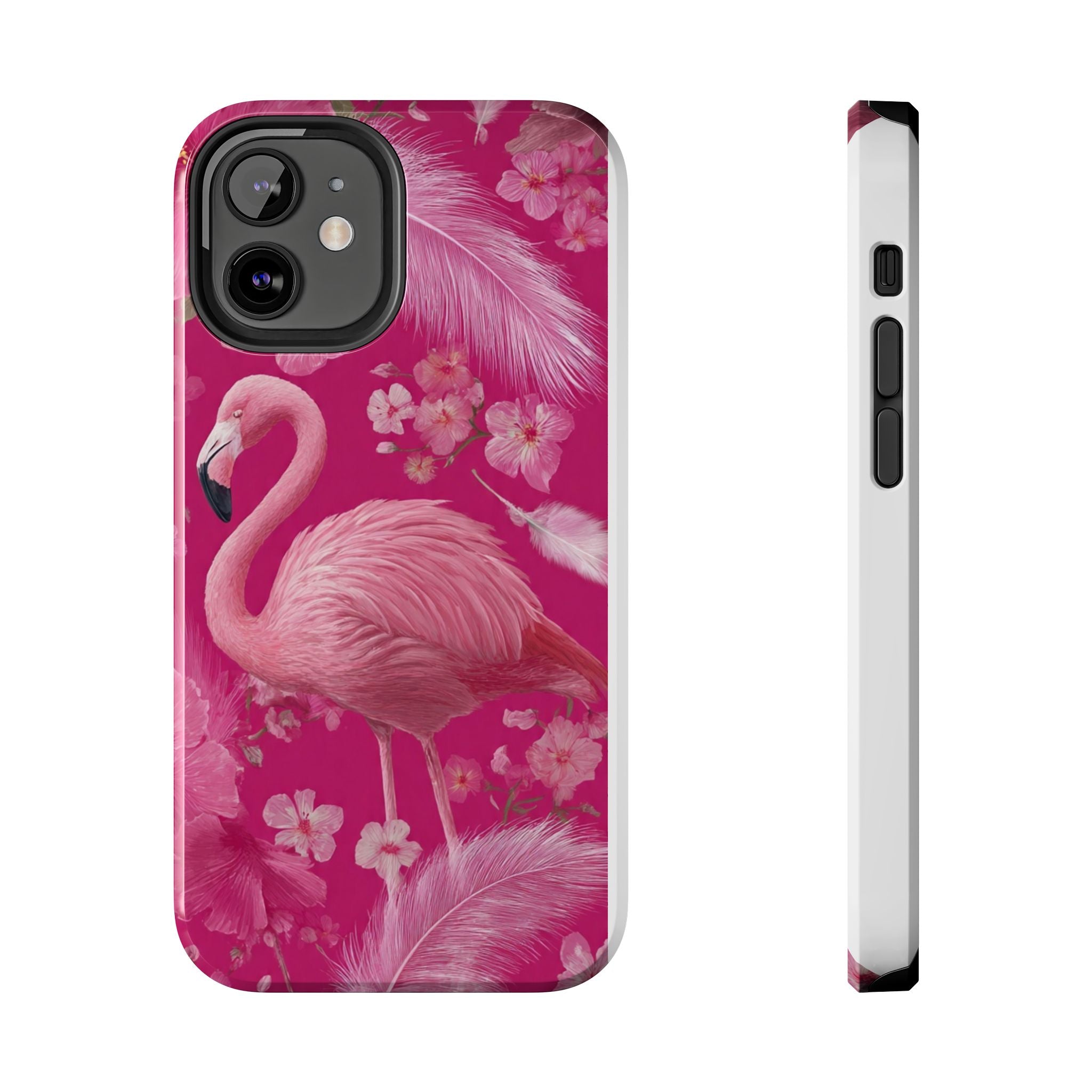 Flamingo Floral Tough Phone Case — Pink Tropical Feather Design