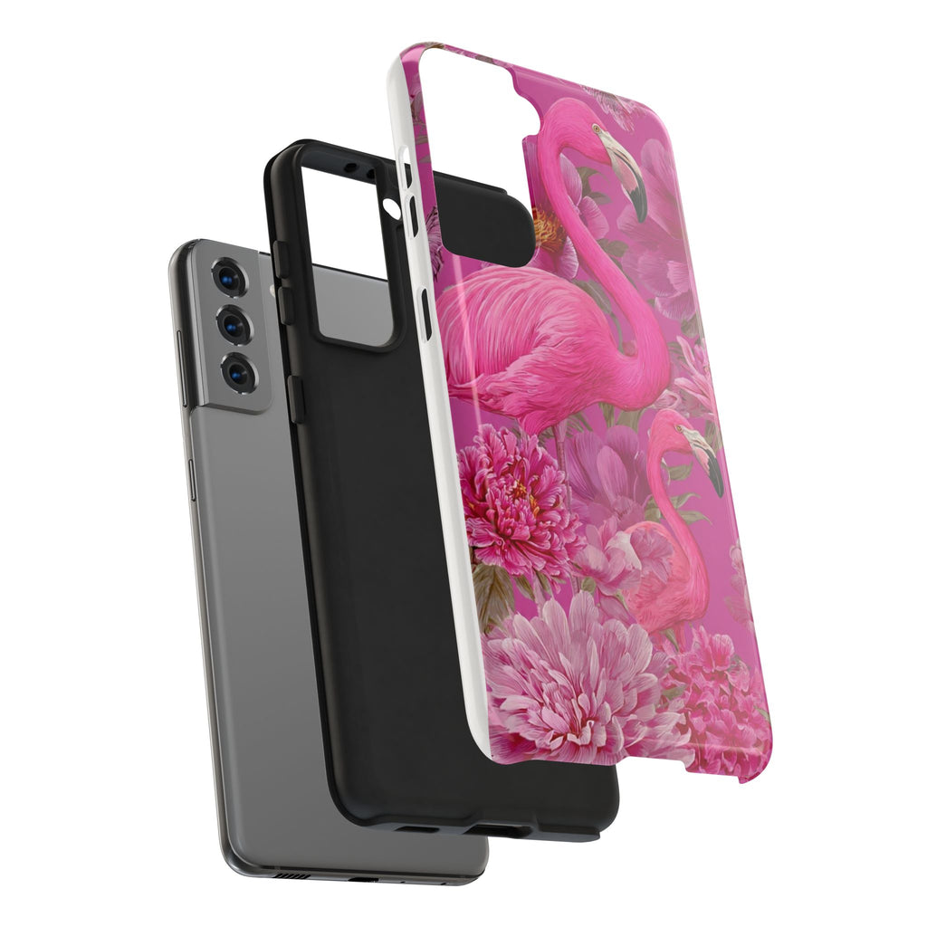 Pink Flamingo Floral Tough Phone Case — Protective iPhone Cover
