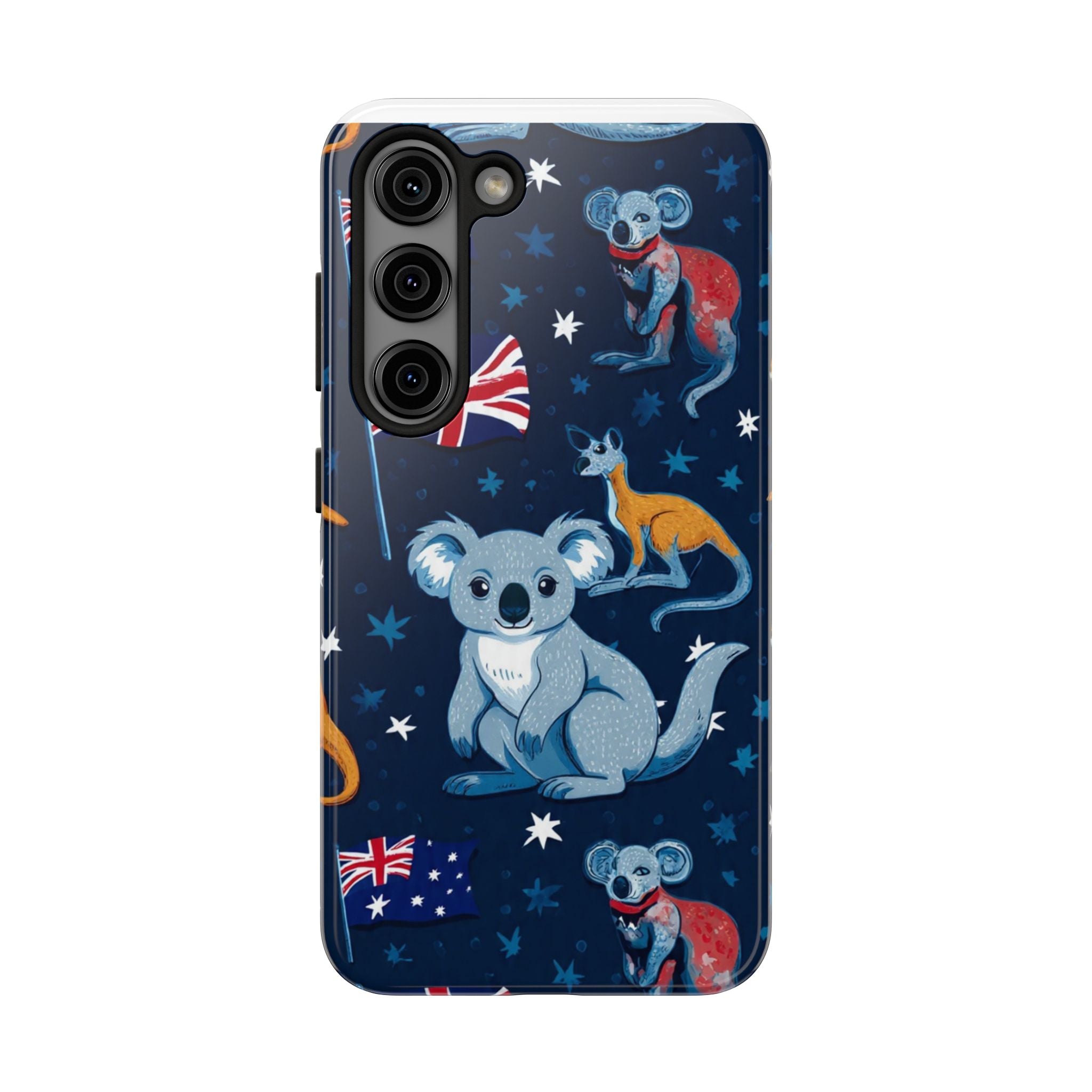 Australian Wildlife Tough Phone Case — Koala & Kangaroo Flag Design
