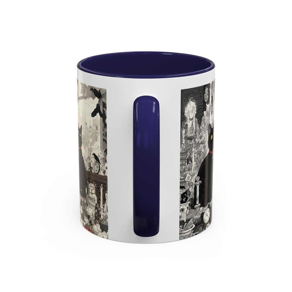 Black Cat Vintage Street Art Coffee Mug — 11/15oz Accent Ceramic