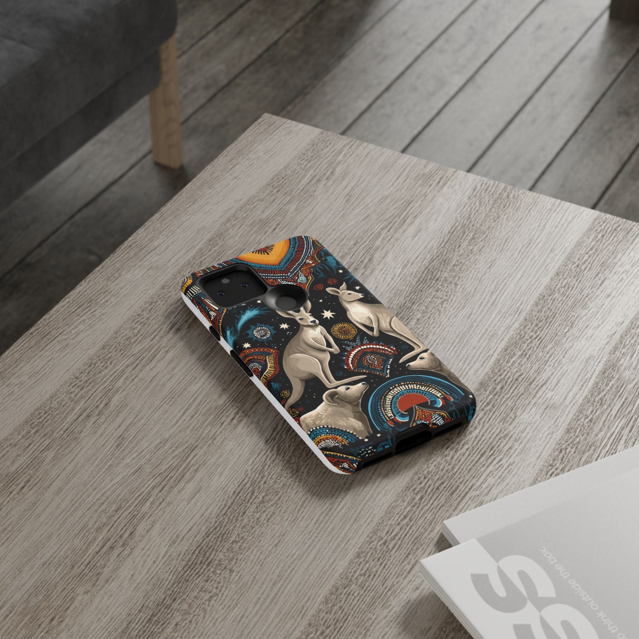 Kangaroo & Boomerang Tough Phone Case — Australian Wildlife Pattern