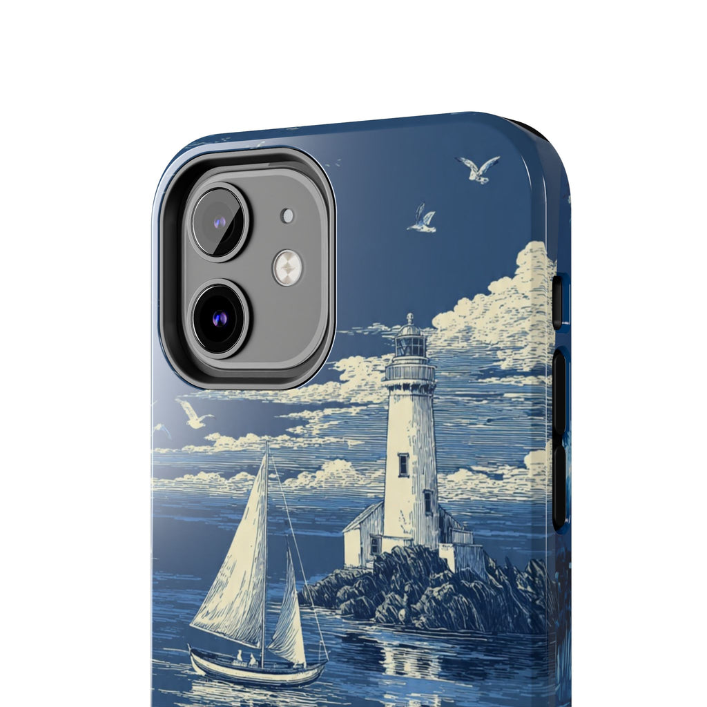 Swan Lake Tough Phone Case — Blue Vintage Swan Design, Durable Protective Cover