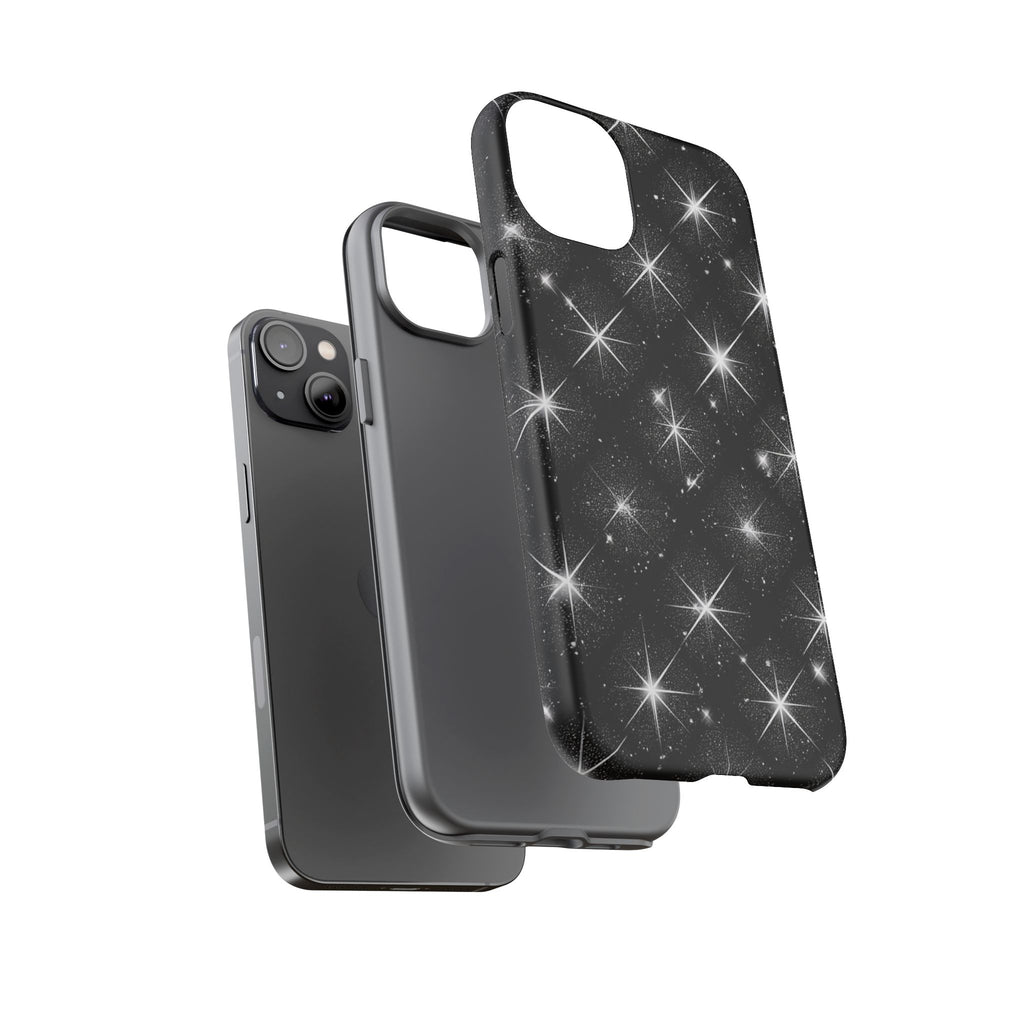 Galaxy Sparkle Tough Phone Case — Black Starfield Protective Cover