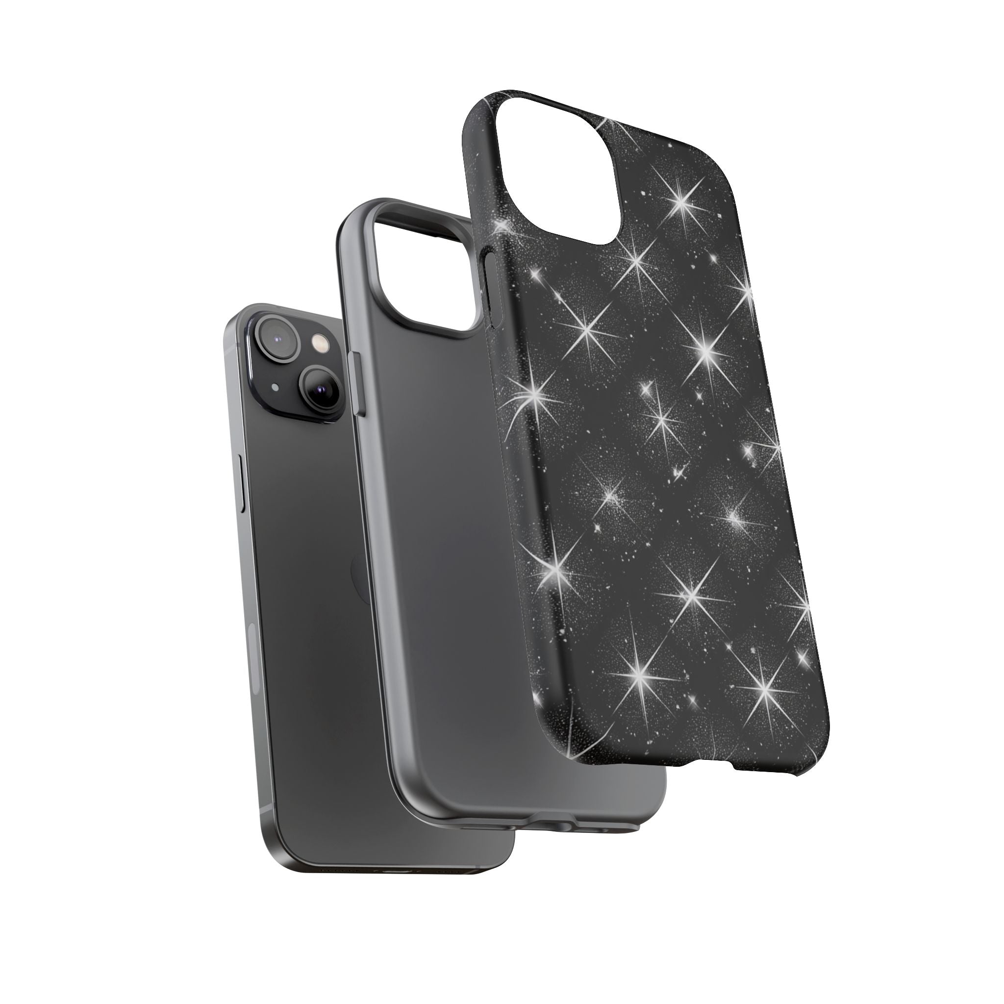 Galaxy Sparkle Tough Phone Case — Black Starfield Protective Cover