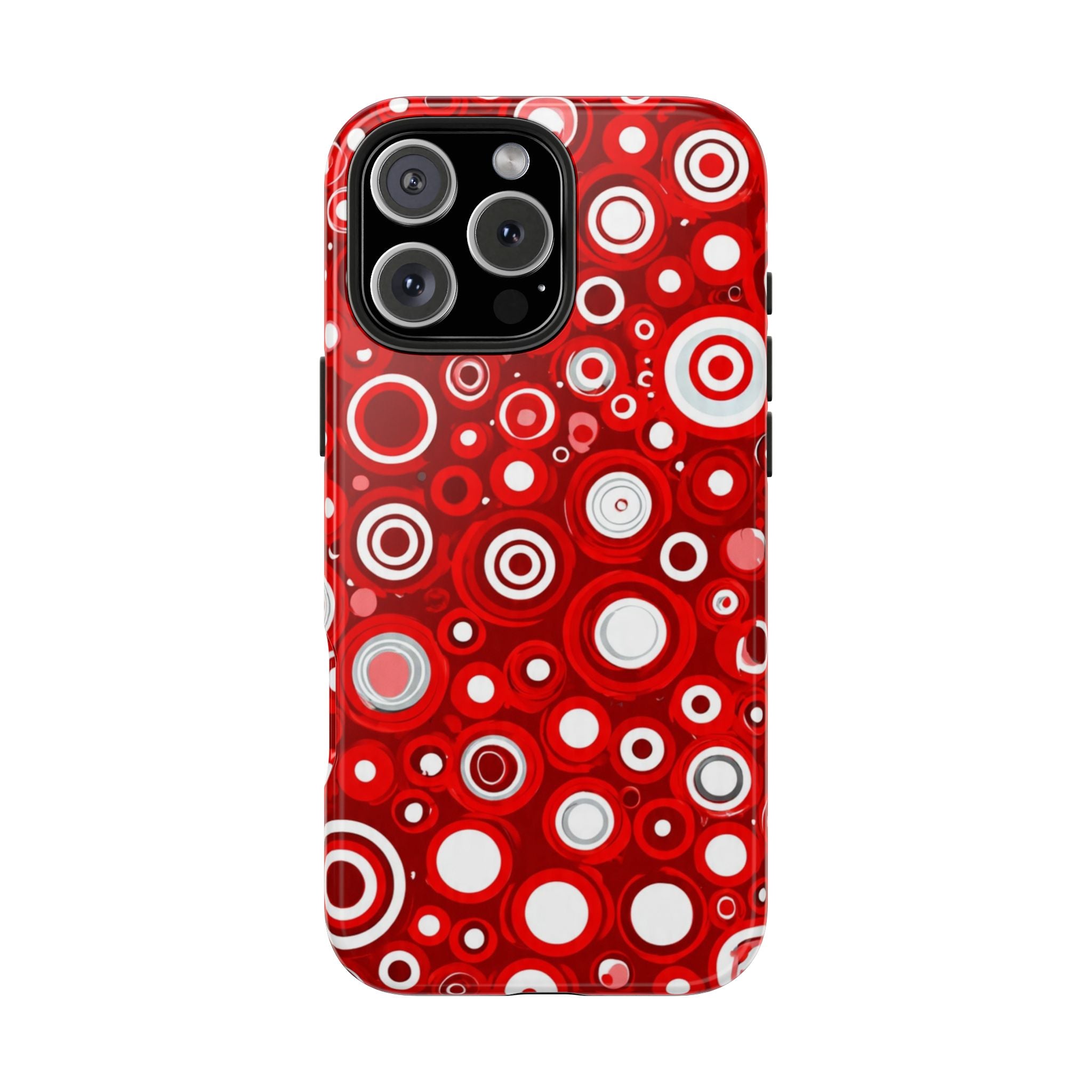 Red Retro Circles Tough Phone Case — Durable Shockproof Protective Cover