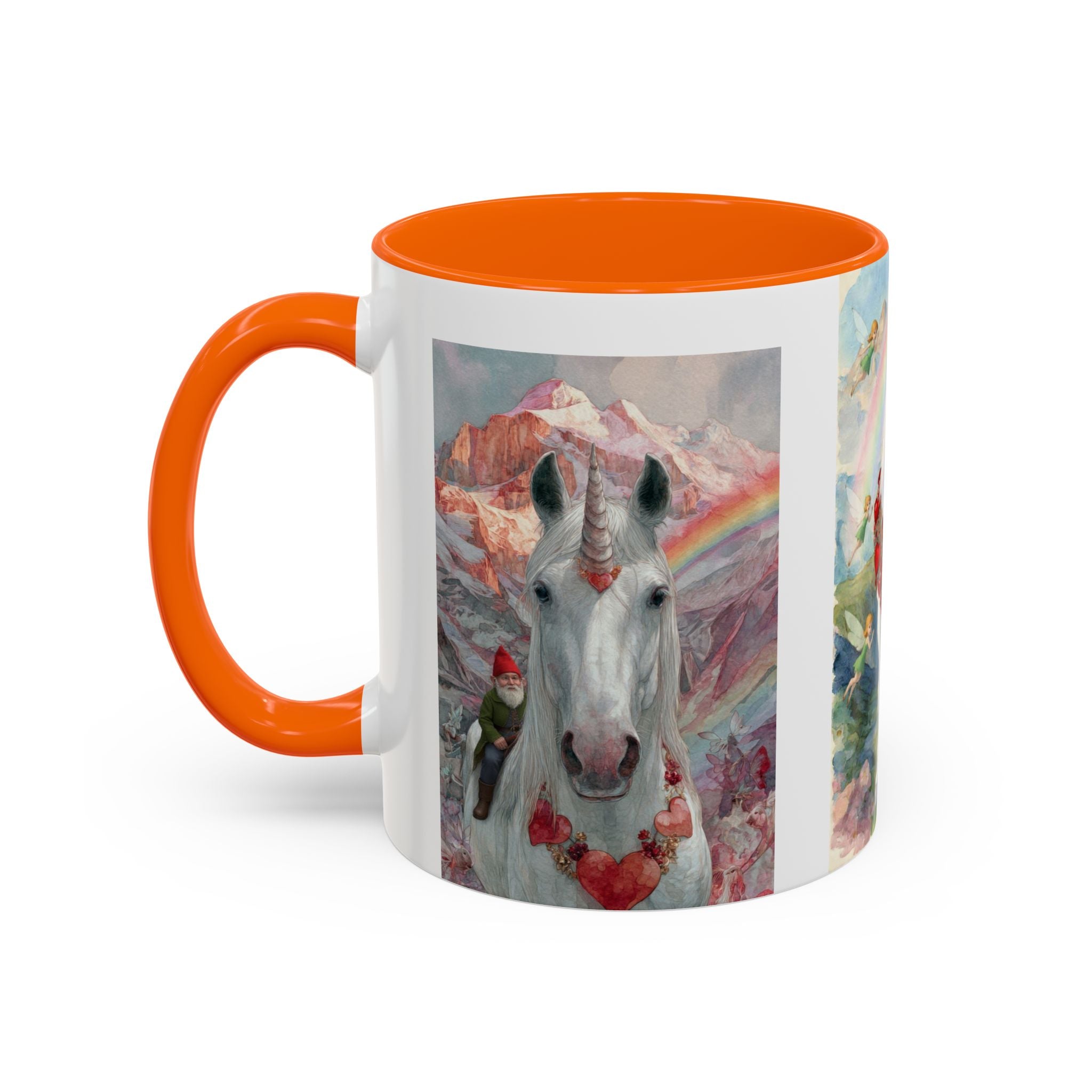 Unicorn Heart Rainbow Accent Coffee Mug — Magical White Unicorn with Heart Garland (11/15oz)