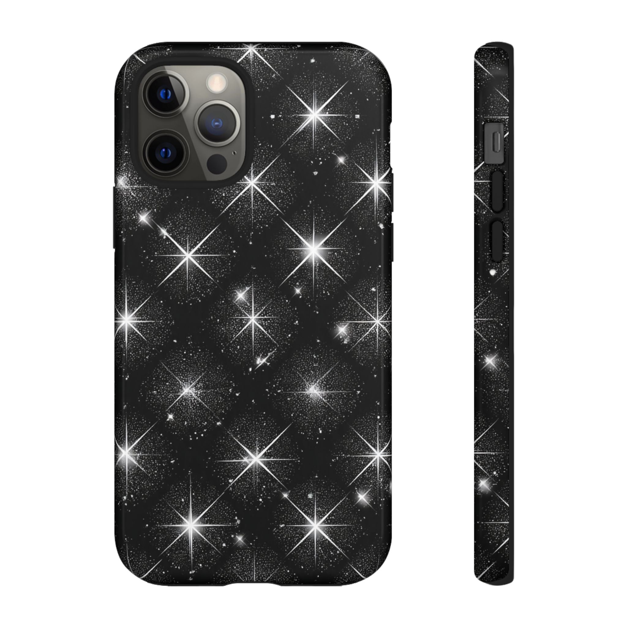 Galaxy Sparkle Tough Phone Case — Black Starfield Protective Cover