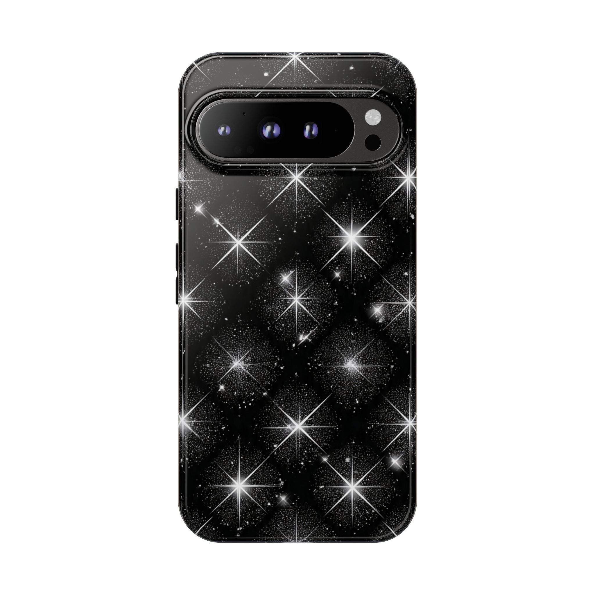 Galaxy Sparkle Tough Phone Case — Black Starfield Protective Cover