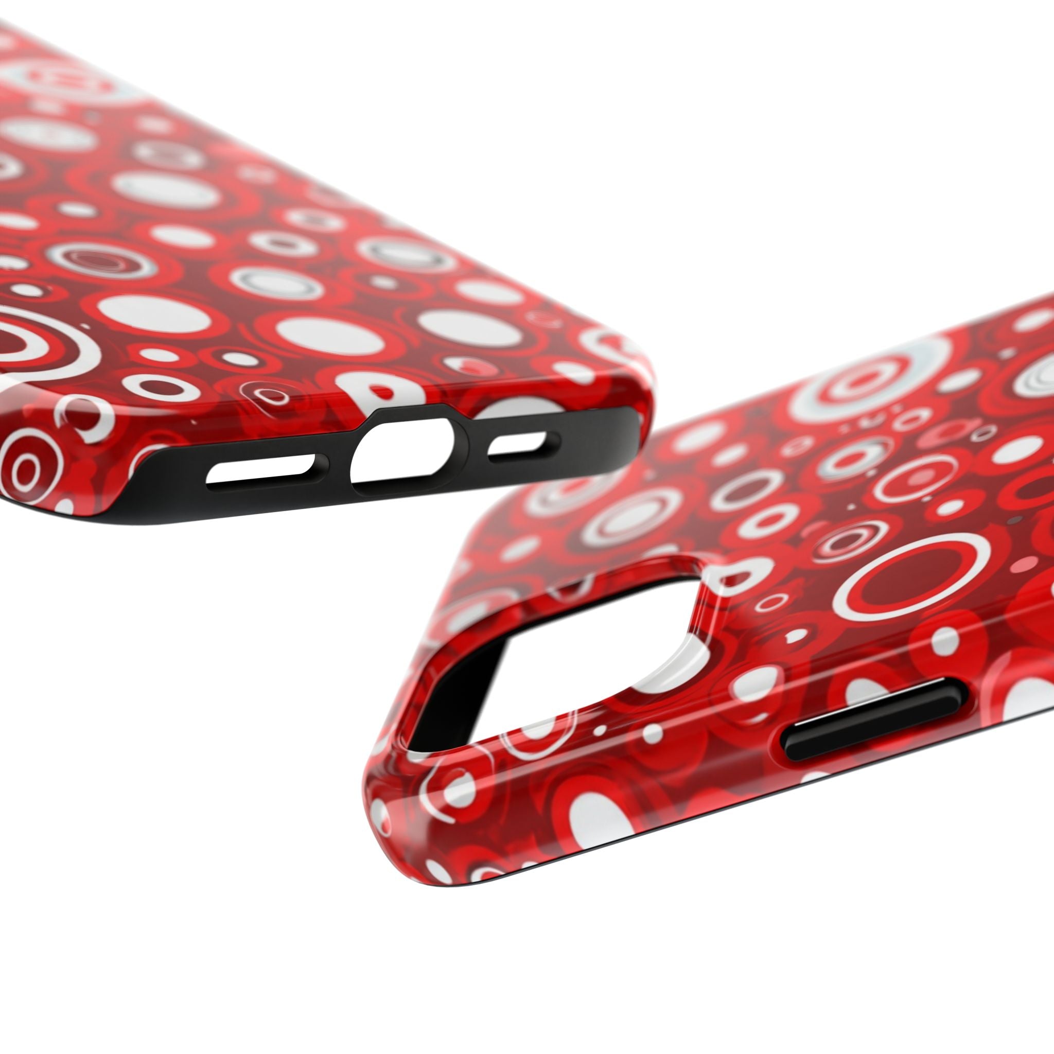 Red Retro Circles Tough Phone Case — Durable Shockproof Protective Cover