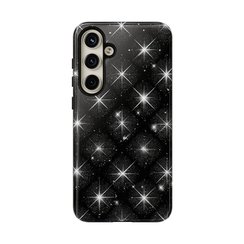 Galaxy Sparkle Tough Phone Case — Black Starfield Protective Cover