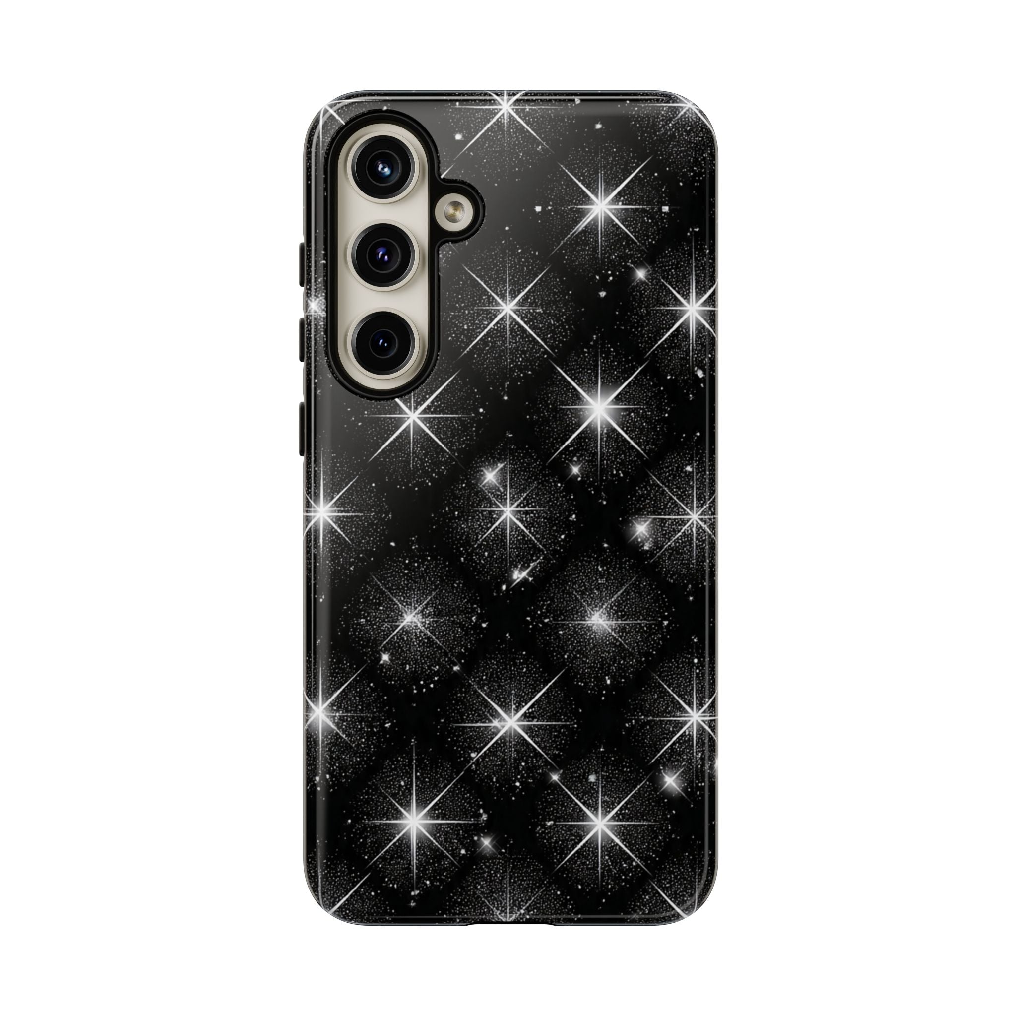 Galaxy Sparkle Tough Phone Case — Black Starfield Protective Cover