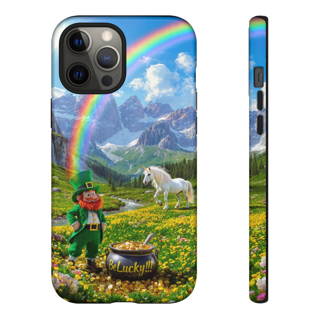 Lucky Leprechaun & Unicorn Phone Case — Rainbow Pot of Gold Protective Cover