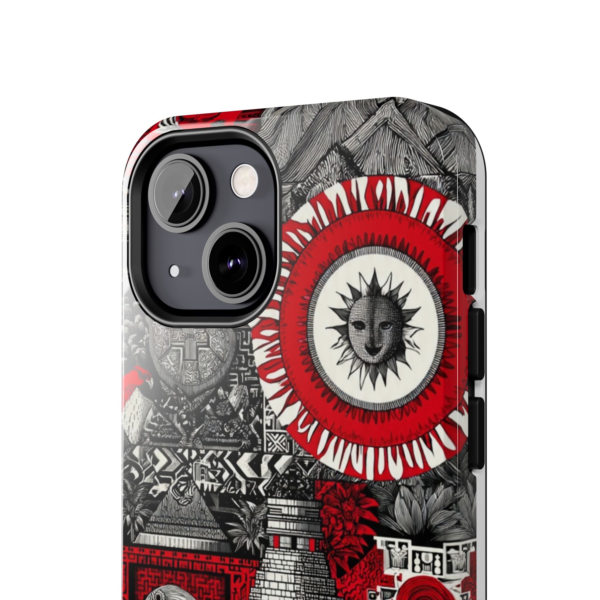 Tough Phone Case — Red Inca Pyramid Collage (Sun & Raven)